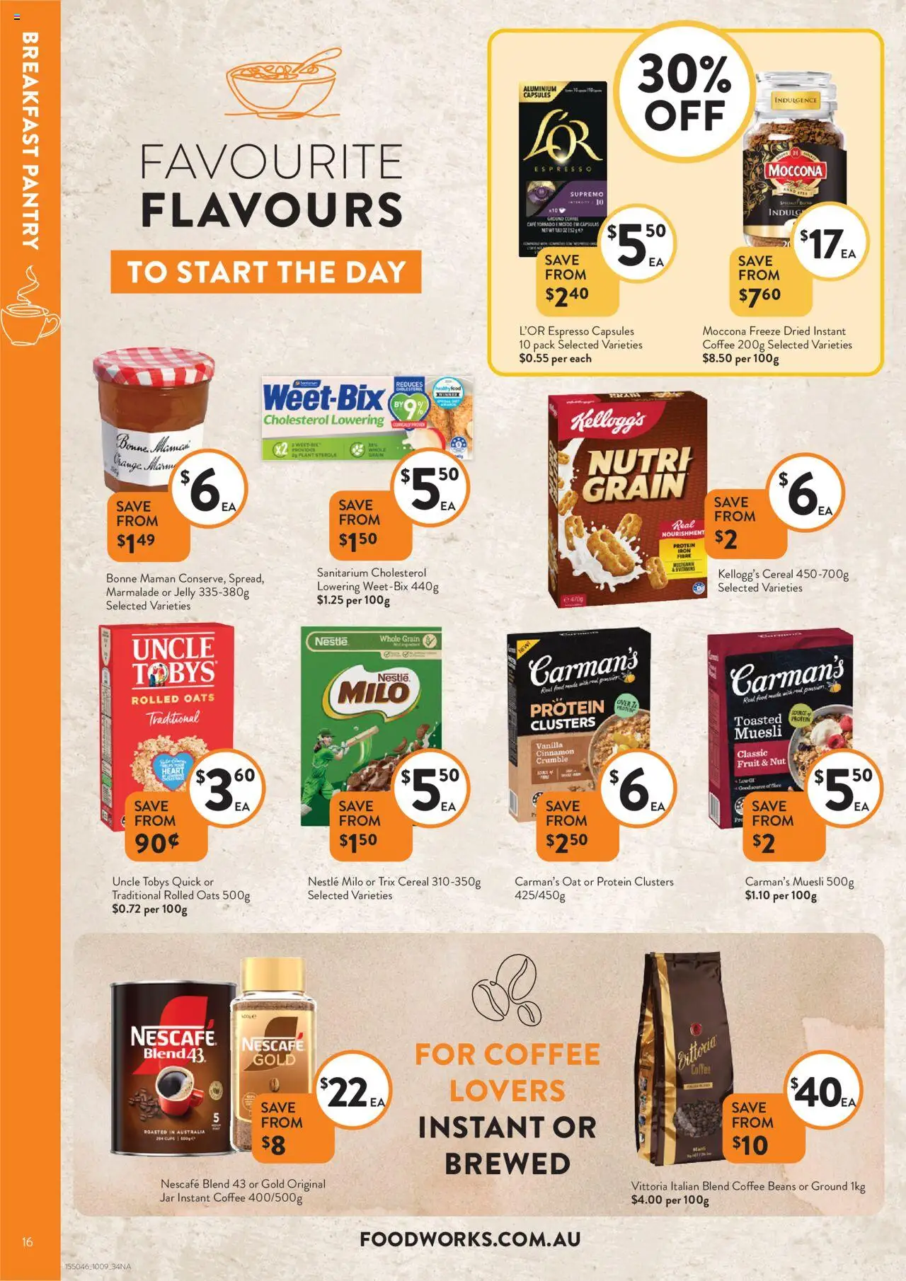 Foodworks catalogue - valid from 10.09.2025 | Page: 16 | Products: Oats, Cereal, Moccona, Nescafe