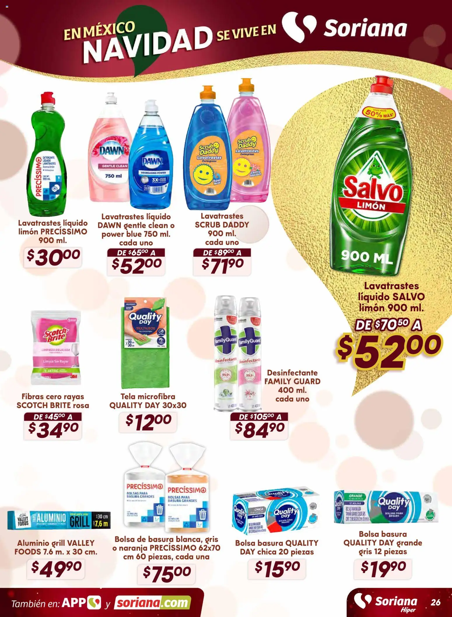 Nuevas ofertas de Soriana válidas en toda la República Mexicana desde el 18.11.2025. ¡Encuentra las mejores ofertas en Soriana - Preciazazaso Híper: Frontera BCN, Son! | Página: 26 | Productos: Bolsa, Agua, Limón, Desinfectante