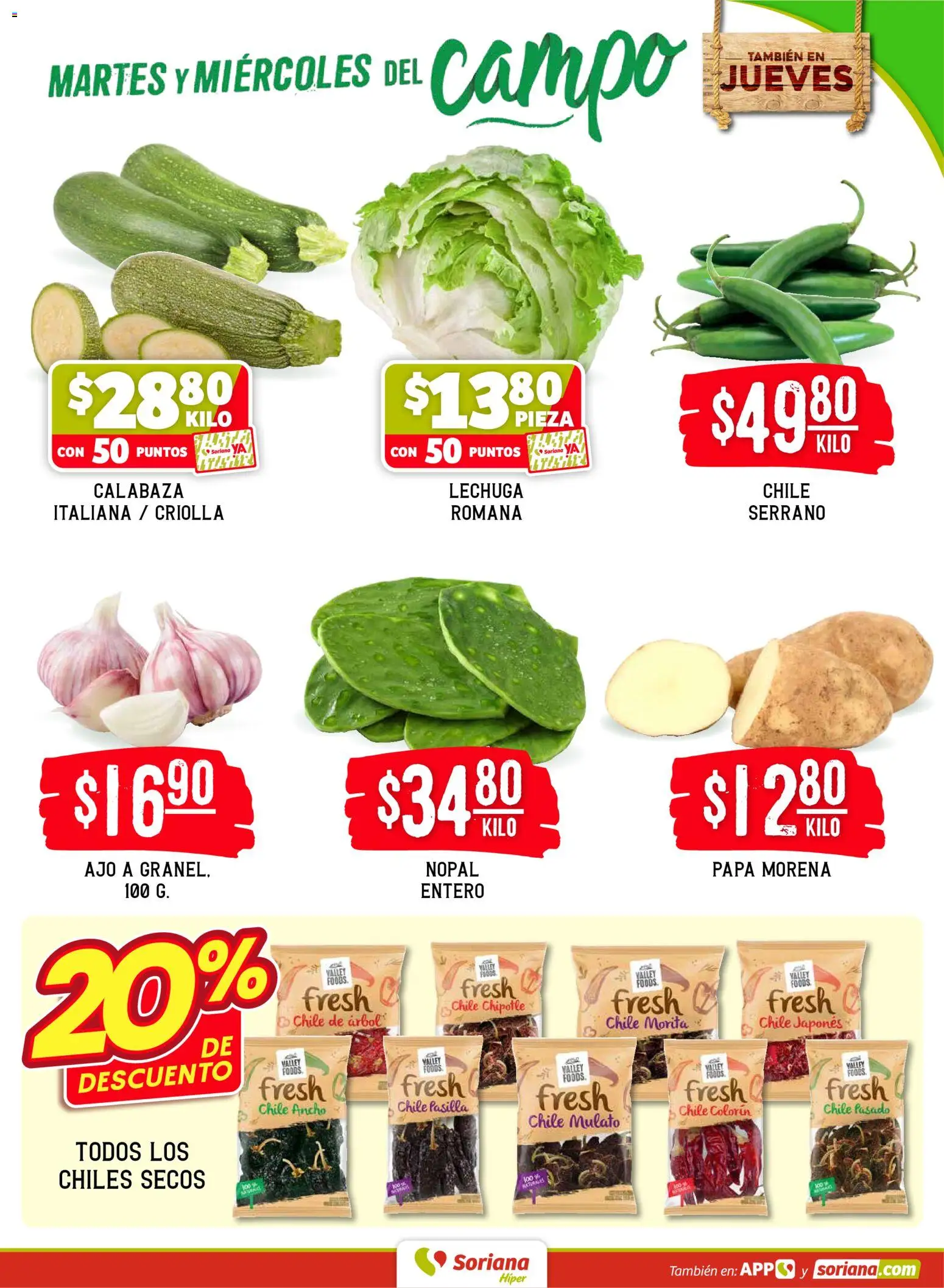 Nuevas ofertas de Soriana válidas en toda la República Mexicana desde el 31.03.2026. ¡Encuentra las mejores ofertas en Soriana Martes y Miércoles del Campo Híper: Tijuana, Mexicali, Ensenada, San Luis Río Colorado y Tecate! | Página: 3 | Productos: Papa, Ajo, Lechuga