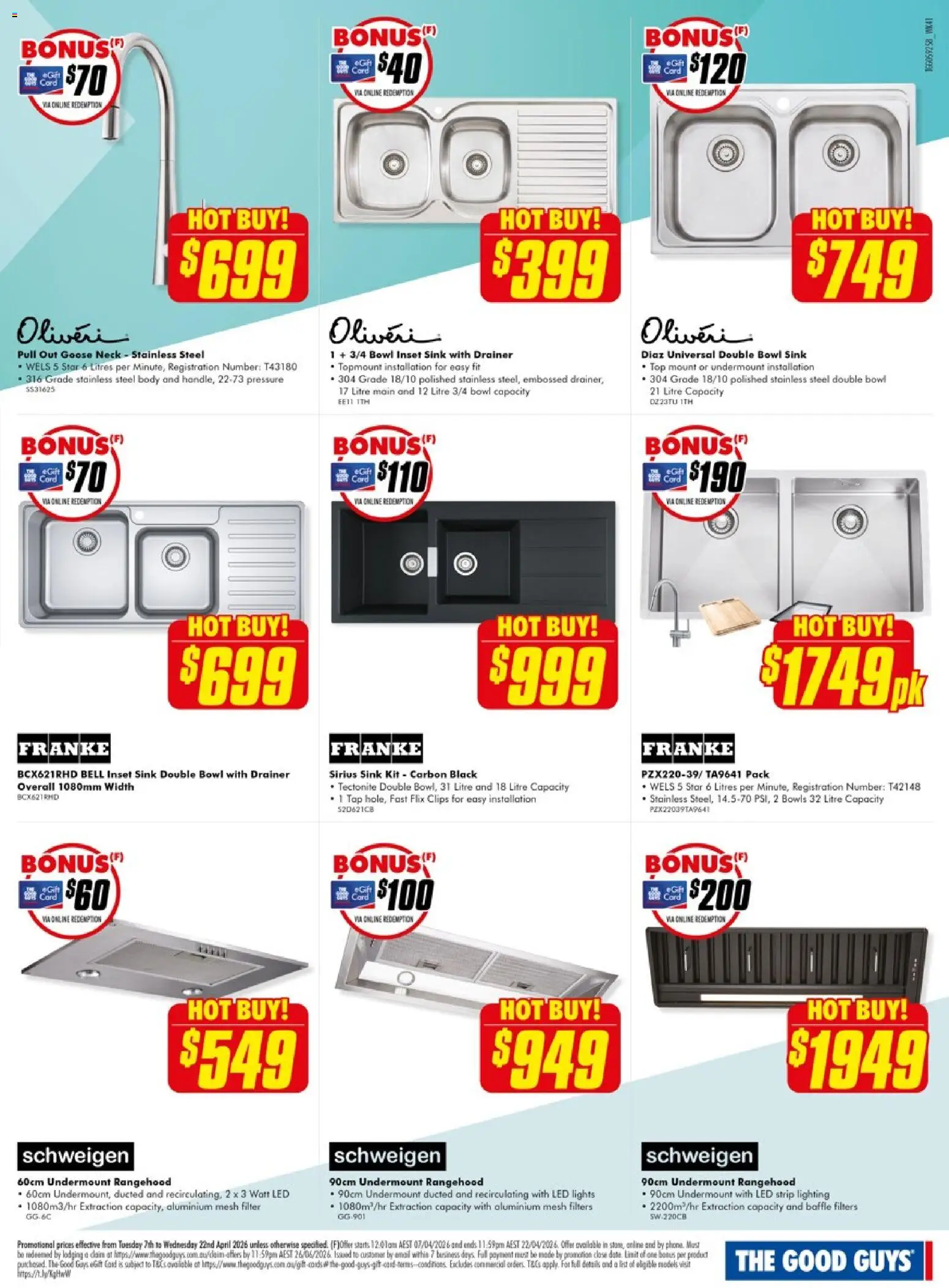 The Good Guys catalogue - valid from 06.04.2026 | Page: 21 | Products: Sink, Tap, Clips, Strip