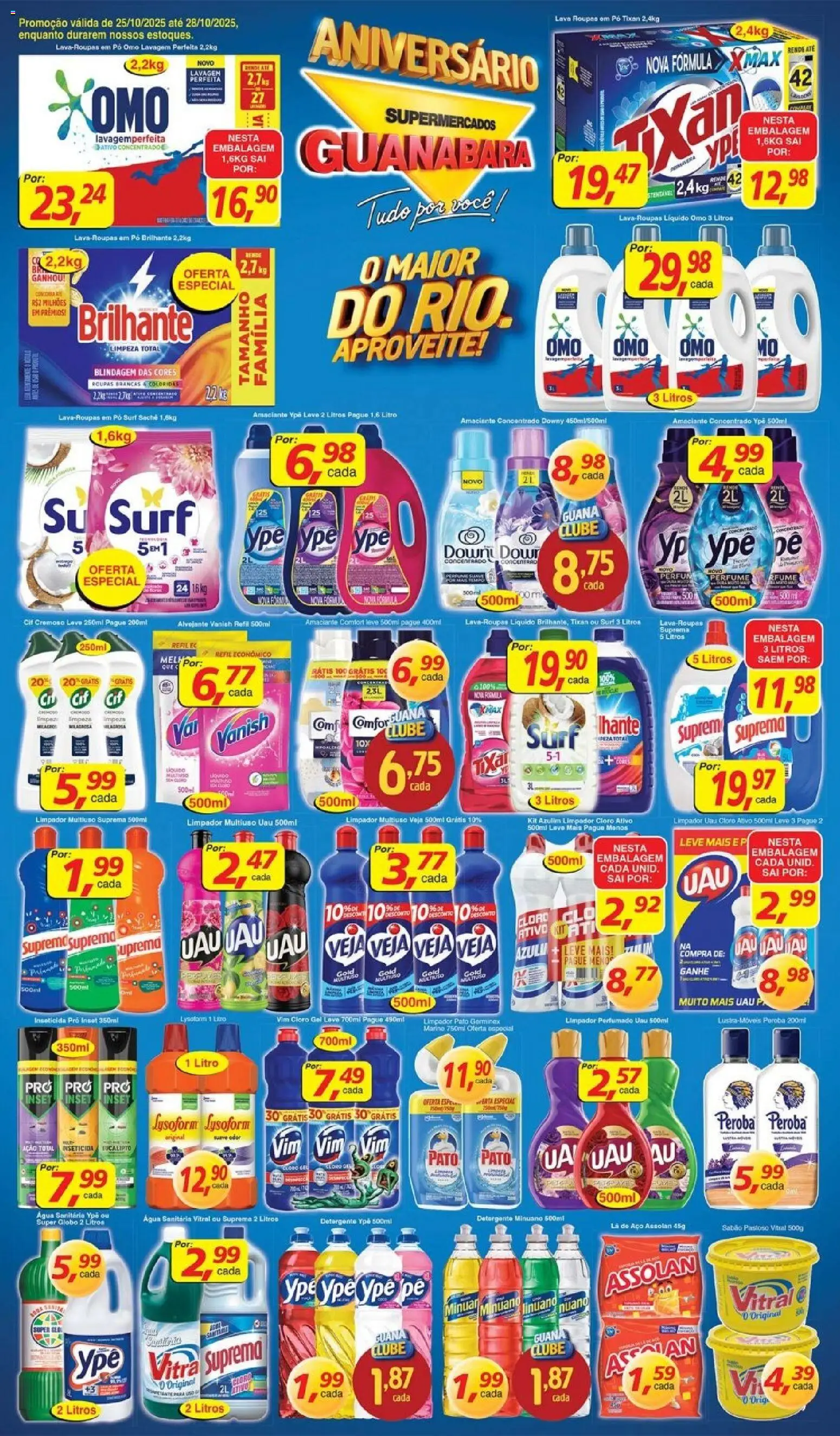 Supermercados Guanabara Folheto - válido de 25.10.2025 | Página: 12 | Produtos: Cloro, Roupas, Vanish, Amaciante