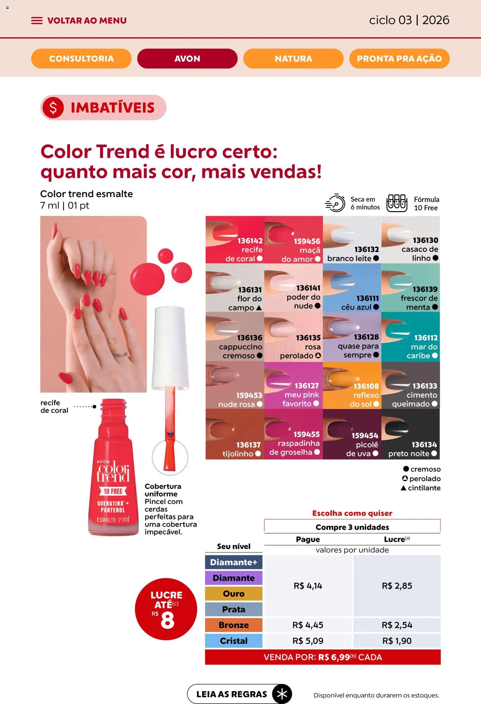 Avon Folheto - válido de 15.01.2026 | Página: 11 | Produtos: Pincel, Leite, Cimento, Casaco