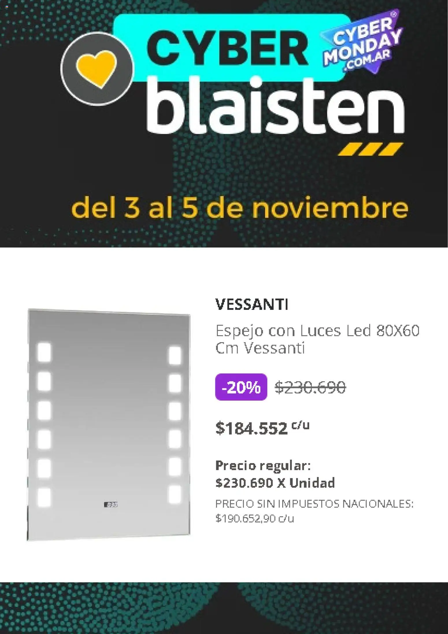 Blaisten - Cyber Monday  │ válido desde el 03.11.2025 | Página: 8 | Productos: Espejo