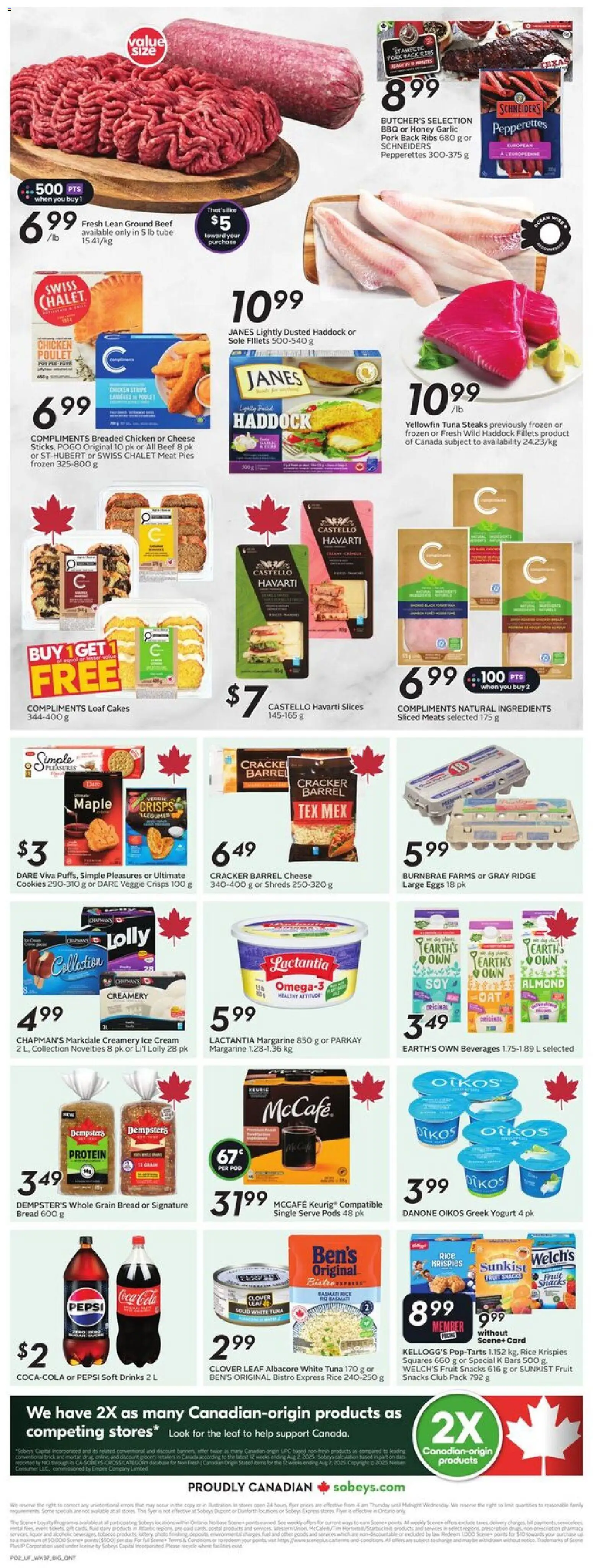 Sobeys flyer valid from 08.01.2026 | Page: 4 | Products: Rice, Beef, Cookies, Cheese