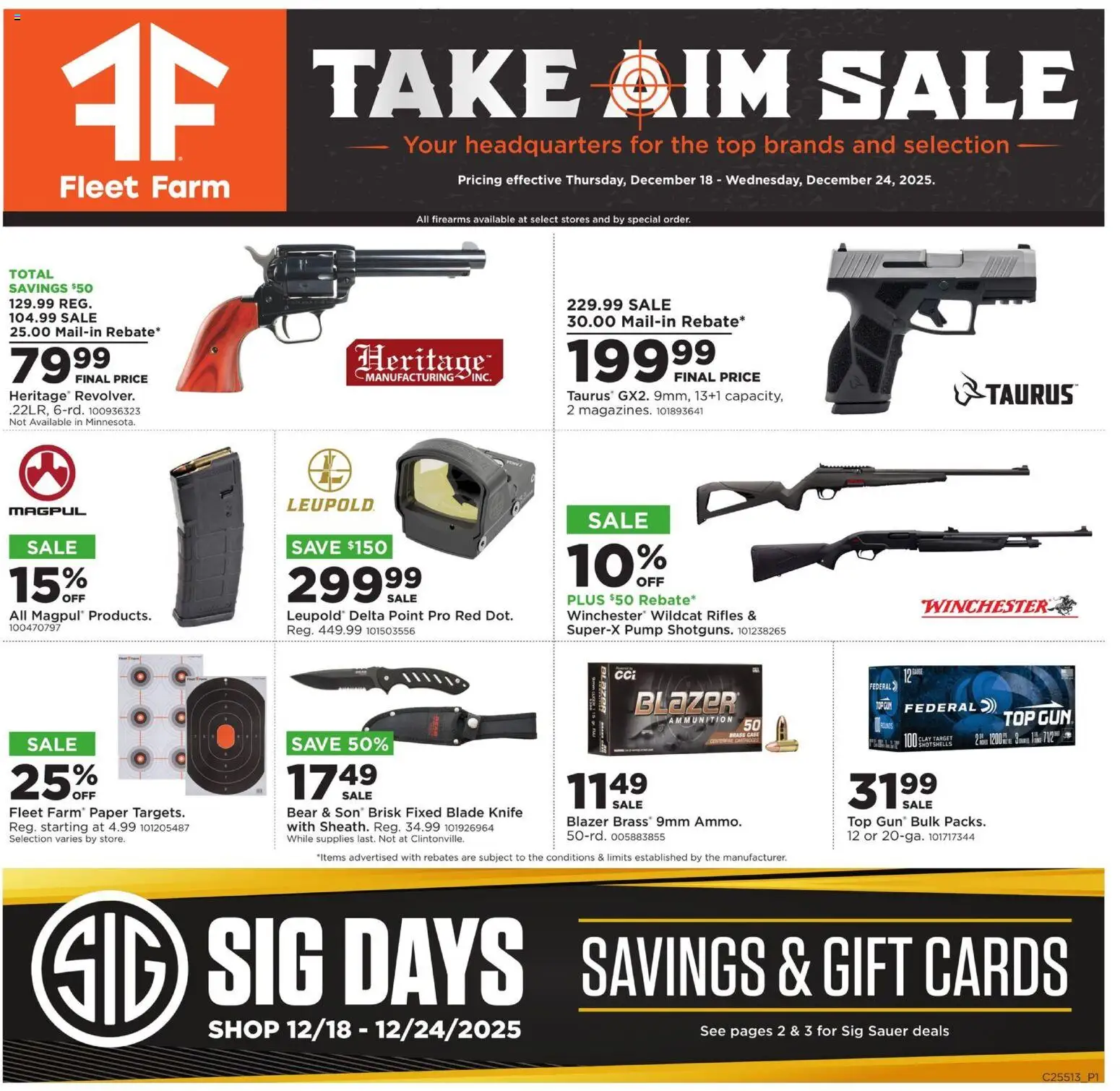 Mills Fleet Farm Take Aim - valid from 18.12.2025 | Page: 1 | Products: Pump, Case, Gun