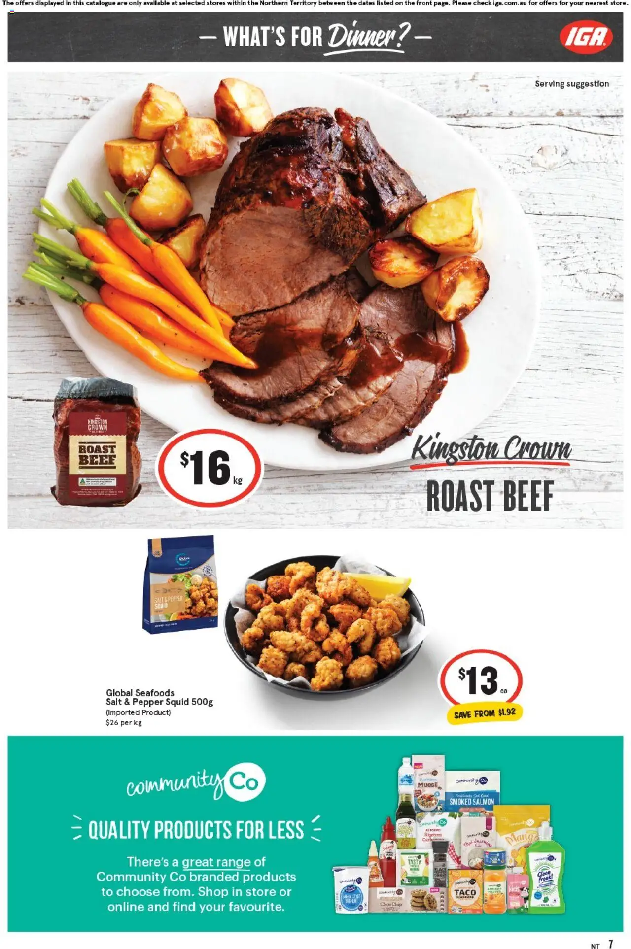 IGA catalogue - valid from 17.09.2025 | Page: 7 | Products: Beef, Salmon, Salt, Pepper