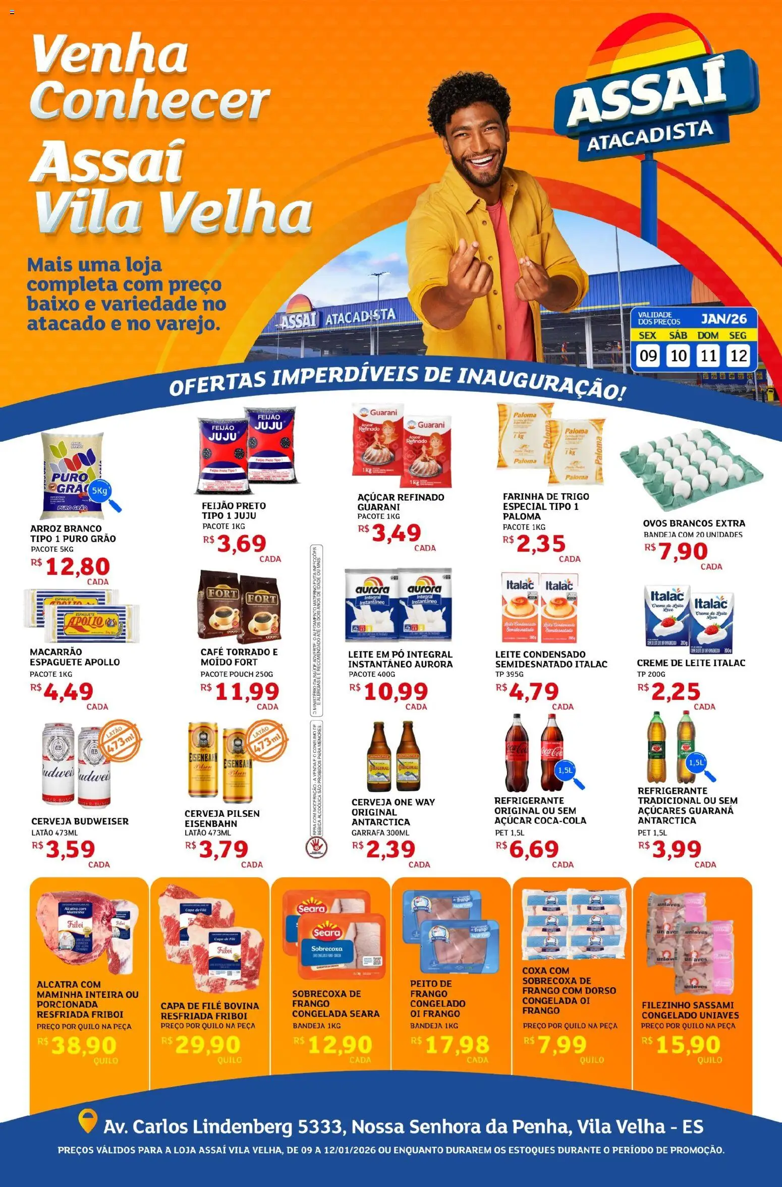 Assaí Atacadista Folheto - válido de 09.01.2026 | Página: 1 | Produtos: Cerveja, Bandeja, Refrigerante, Leite em pó