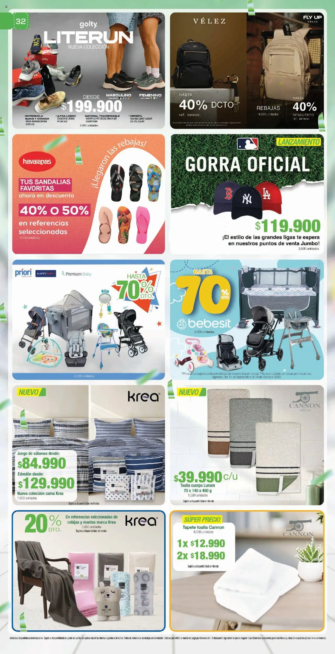 Jumbo revista - valida desde el 25.09.2025 | Página: 32 | Productos: Sandalias, Sabanas, Juego, Cama