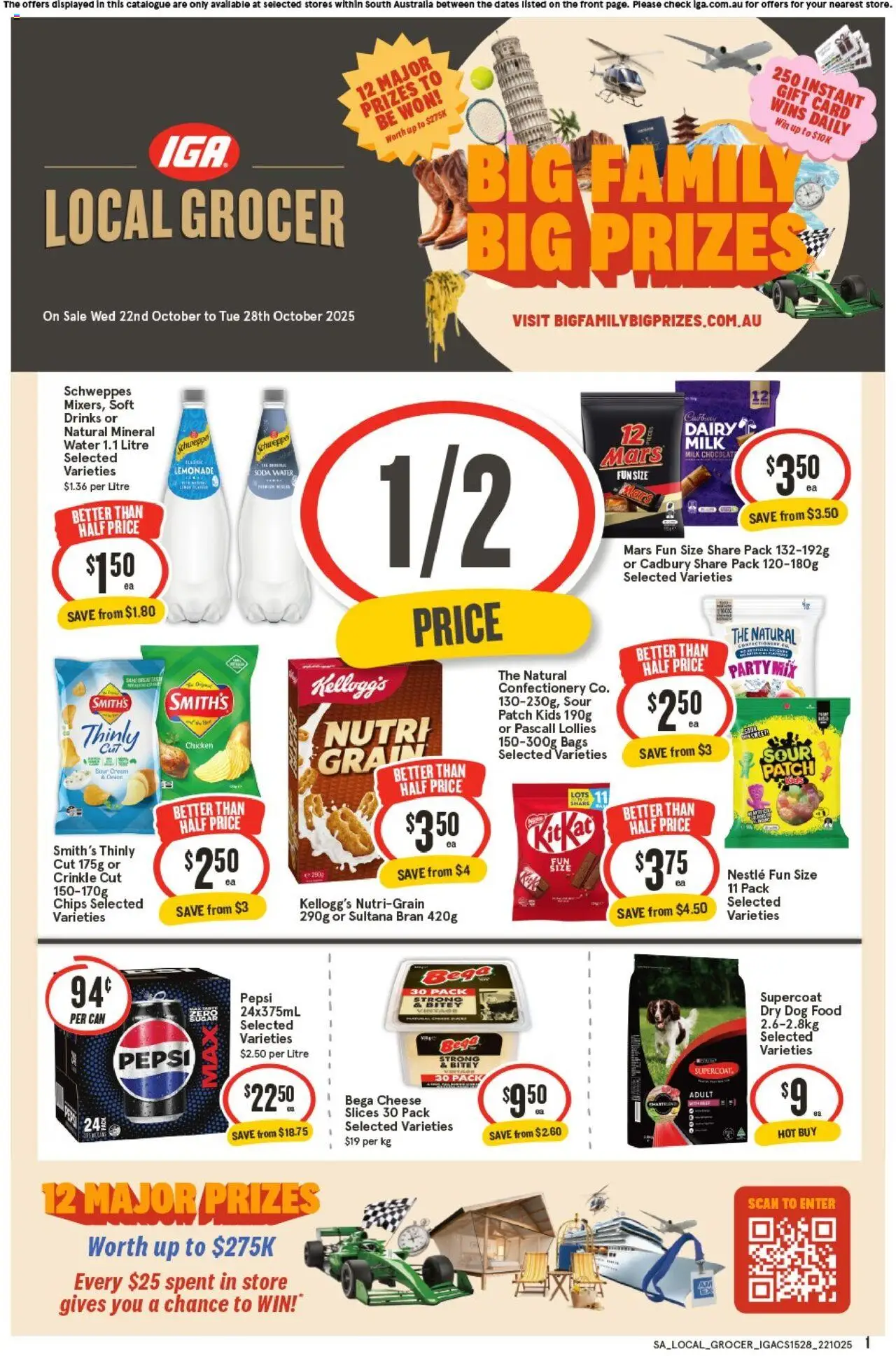 IGA catalogue - valid from 22.10.2025 | Page: 1 | Products: Milk, Dairy, Lollies, Pepsi