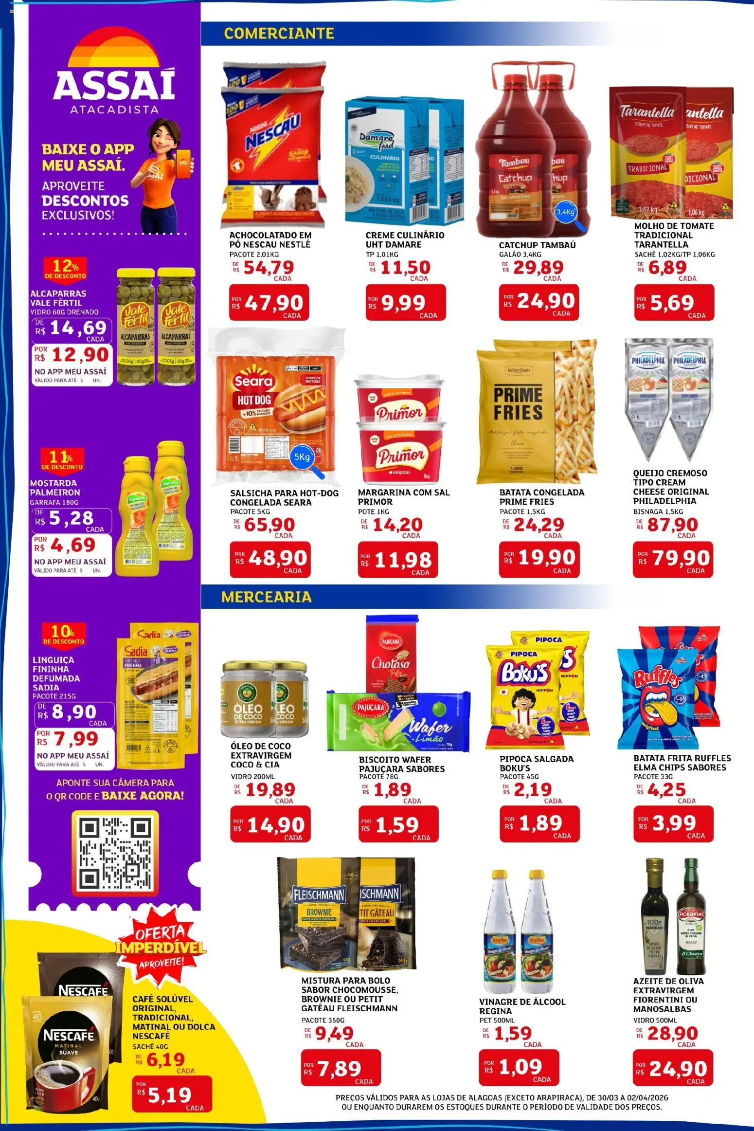 Assaí Atacadista Folheto - válido de 30.03.2026 | Página: 2 | Produtos: Linguiça, Café, Sal, Café solúvel