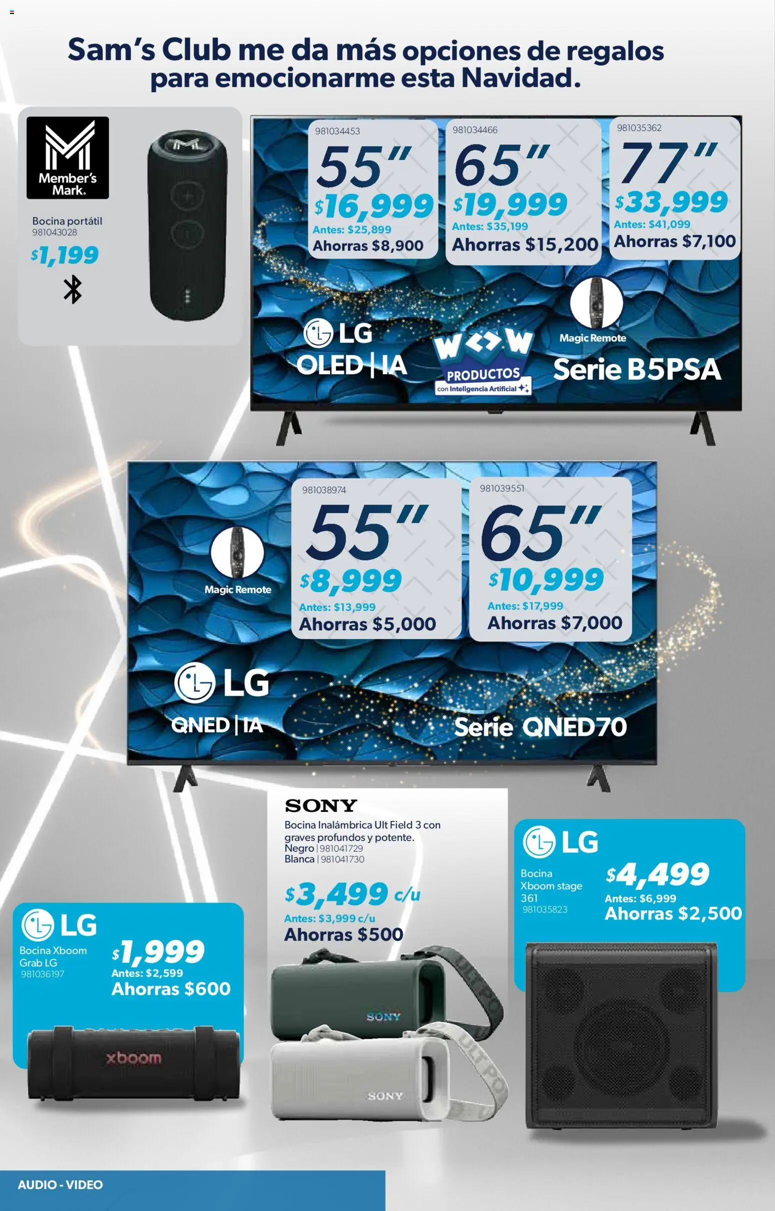 Nuevas ofertas de Sam's Club válidas en toda la República Mexicana desde el 11.12.2025. ¡Encuentra las mejores ofertas en Sam's Club catálogo! | Página: 19 | Productos: Audio, Bocina, Video