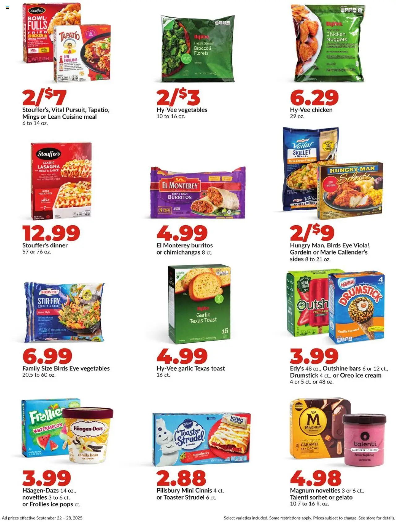 HyVee Weekly Ad - valid from 22.09.2025 | Page: 27 | Products: Toaster, Beer, Ice cream, Vegetables