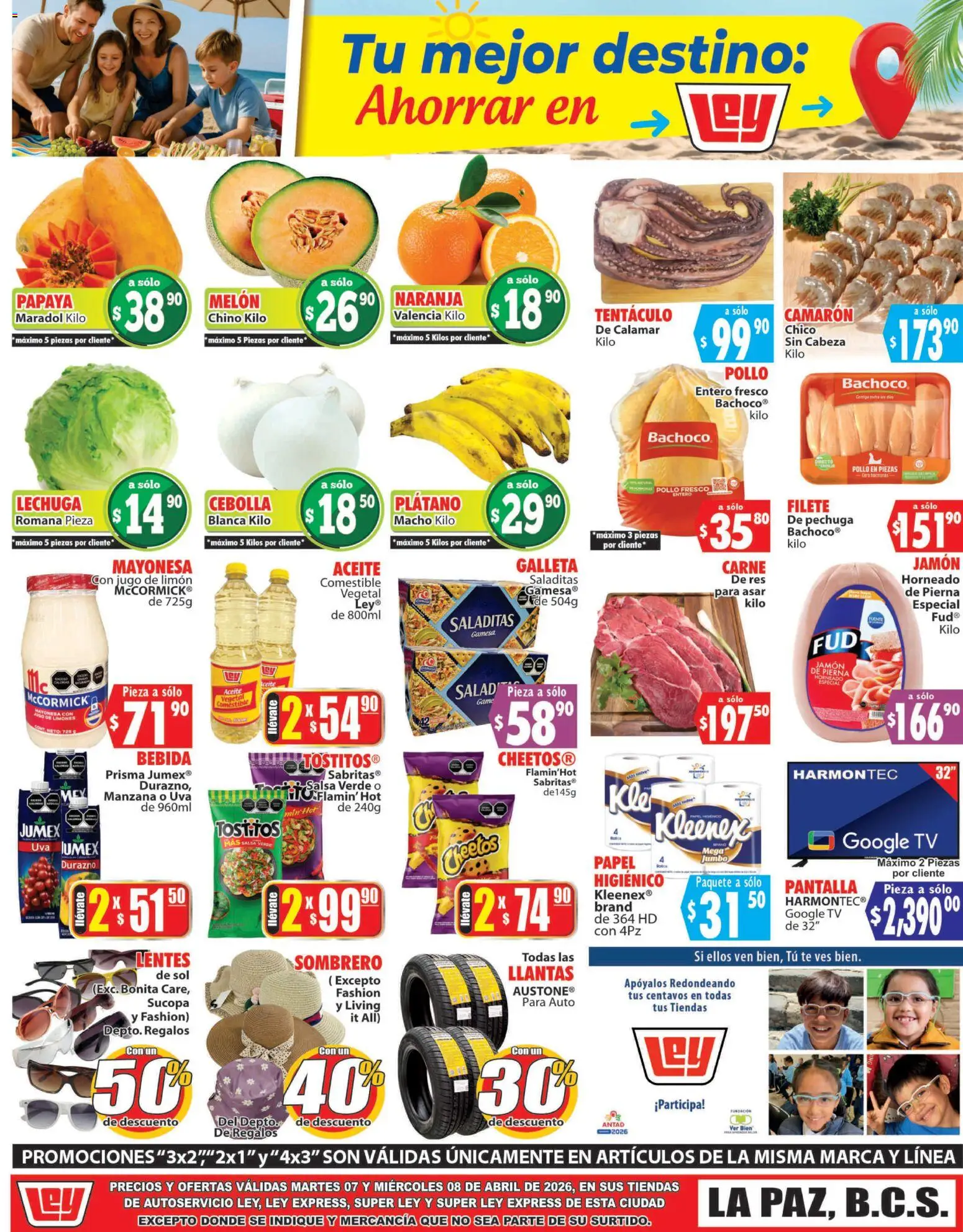 Nuevas ofertas de Casa Ley válidas en toda la República Mexicana desde el 07.04.2026. ¡Encuentra las mejores ofertas en Casa Ley folleto Autoservicio La Paz, BCS! | Página: 2 | Productos: Plátano, Limón, Lechuga, Jugo