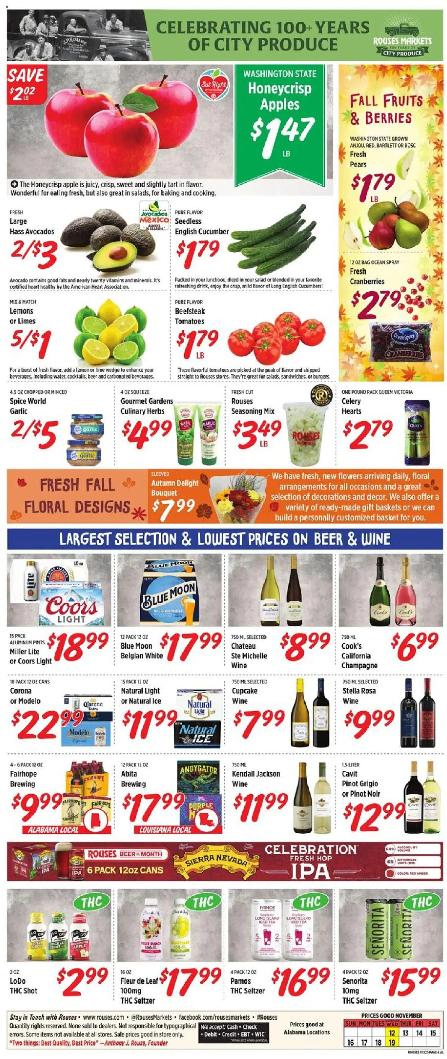 Rouses Weekly Ad - AL - valid from 12.11.2025 | Page: 6 | Products: Cucumbers, Salad, Cupcake, Bag