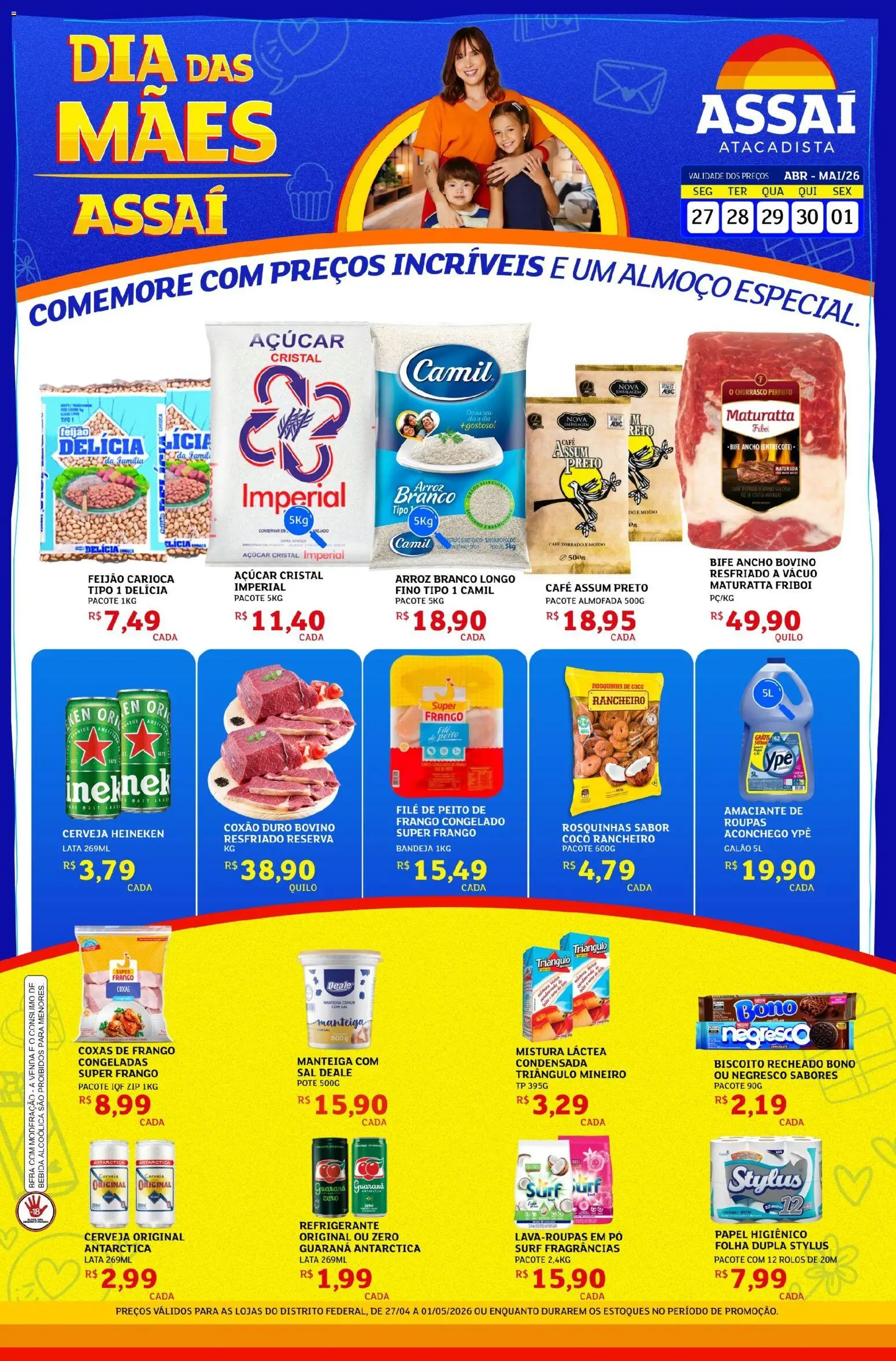 Assaí Atacadista Folheto - válido de 27.04.2026 | Página: 1 | Produtos: Biscoito, Almofada, Arroz, Frango
