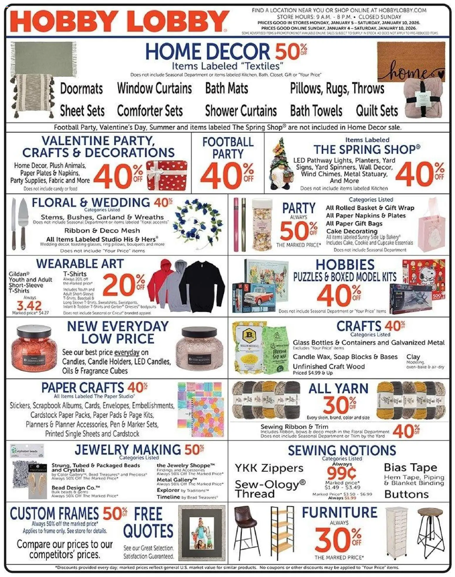 Hobby Lobby Weekly Ad - valid from 04.01.2026 | Page: 1 | Products: Bakery, Shower, Soap, Pads