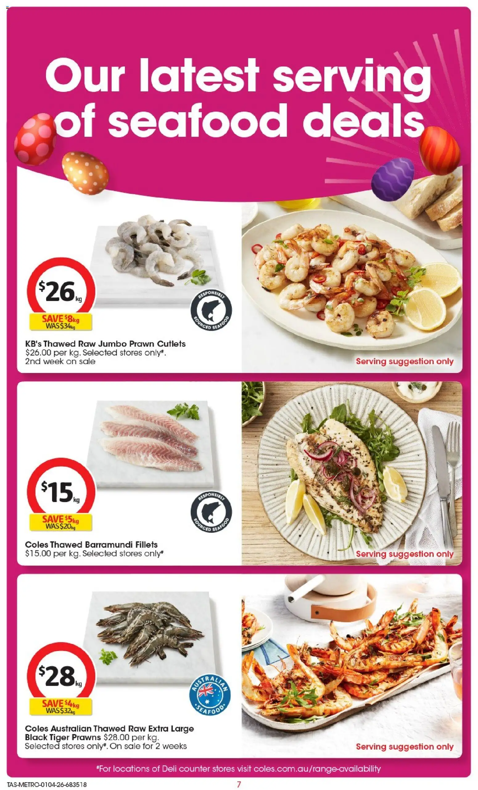 Coles catalogue - valid from 01.04.2026 | Page: 7 | Products: Prawns, Seafood
