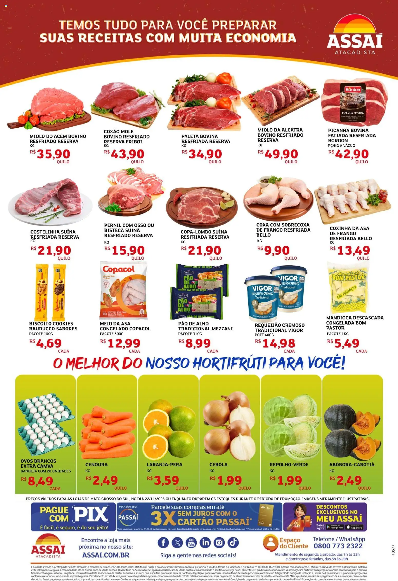 Assaí Atacadista Folheto - válido de 22.11.2025 | Página: 2 | Produtos: Biscoito, Pão, Cookies, Requeijão