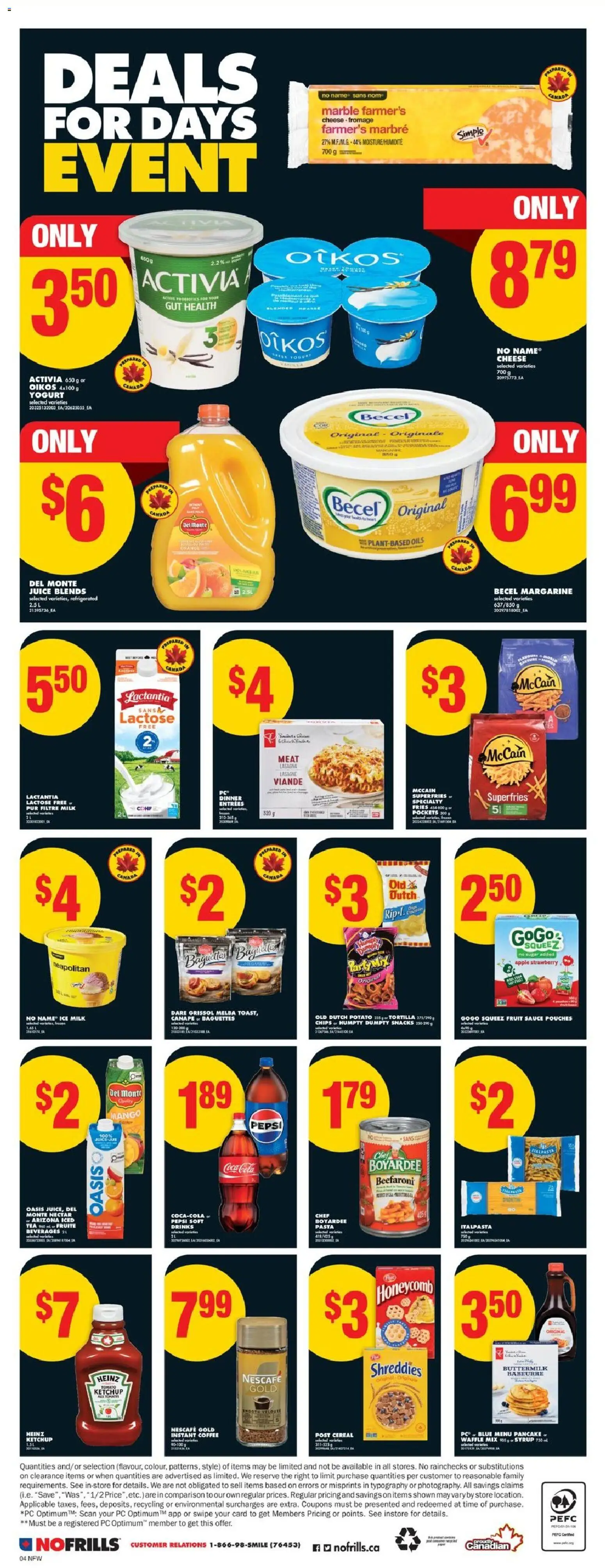 No Frills flyer valid from 01.01.2026 | Page: 4 | Products: Tea, Ketchup, Yogurt, Juice