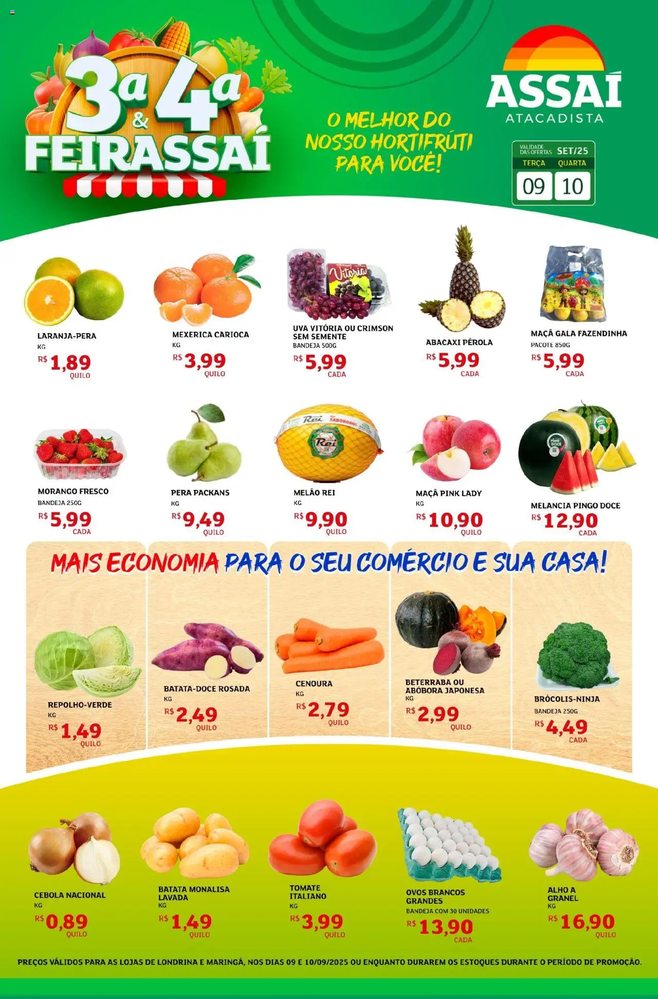 Assaí Atacadista Folheto - válido de 09.09.2025 | Página: 1 | Produtos: Pera, Cebola, Abacaxi, Cenoura