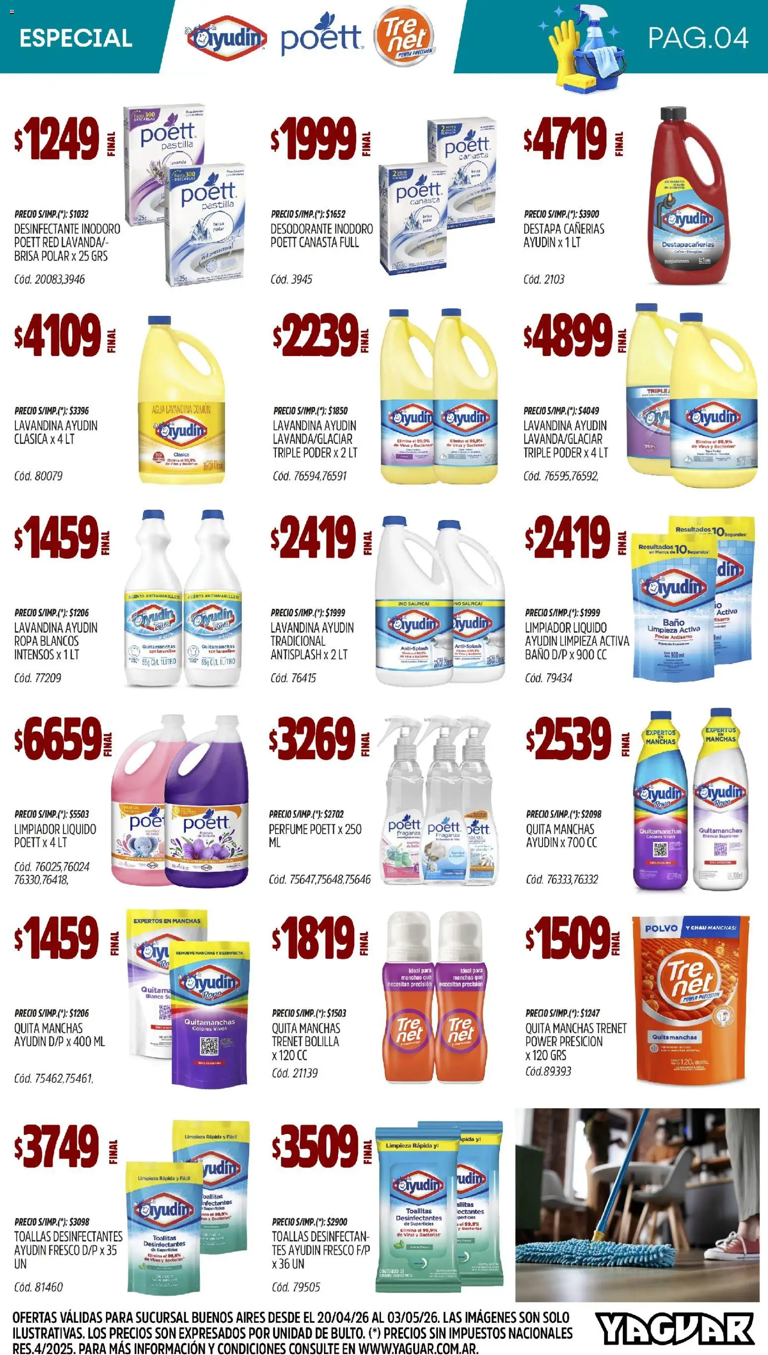 Yaguar - Especial Limpieza Buenos Aires │ válido desde el 20.04.2026 | Página: 4 | Productos: Inodoro, Agua, Limpiador, Canasta