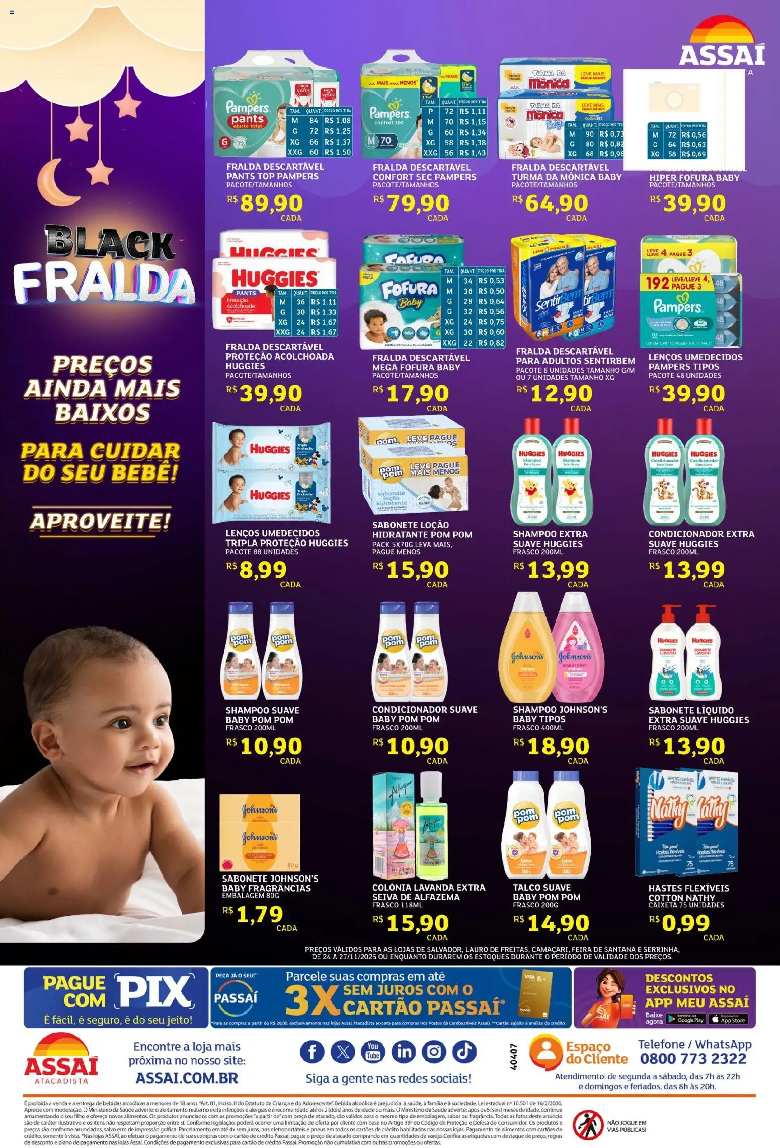 Assaí Atacadista Folheto - válido de 24.11.2025 | Página: 2 | Produtos: Talco, Condicionador, Sabonete, Pá