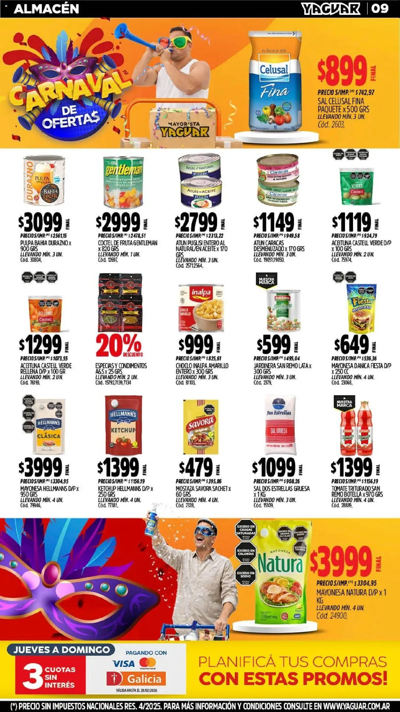 Yaguar - Oferta Semanal Misiones │ válido desde el 09.02.2026 | Página: 9 | Productos: Choclo, Mayonesa, Ketchup, Tomate