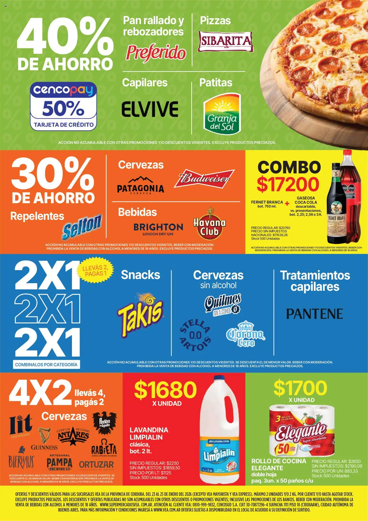 Vea - Ofertas fin de semana | Córdoba │ válido desde el 23.01.2026 | Página: 7 | Productos: Lavandina, Gaseosa, Cerveza, Pan rallado