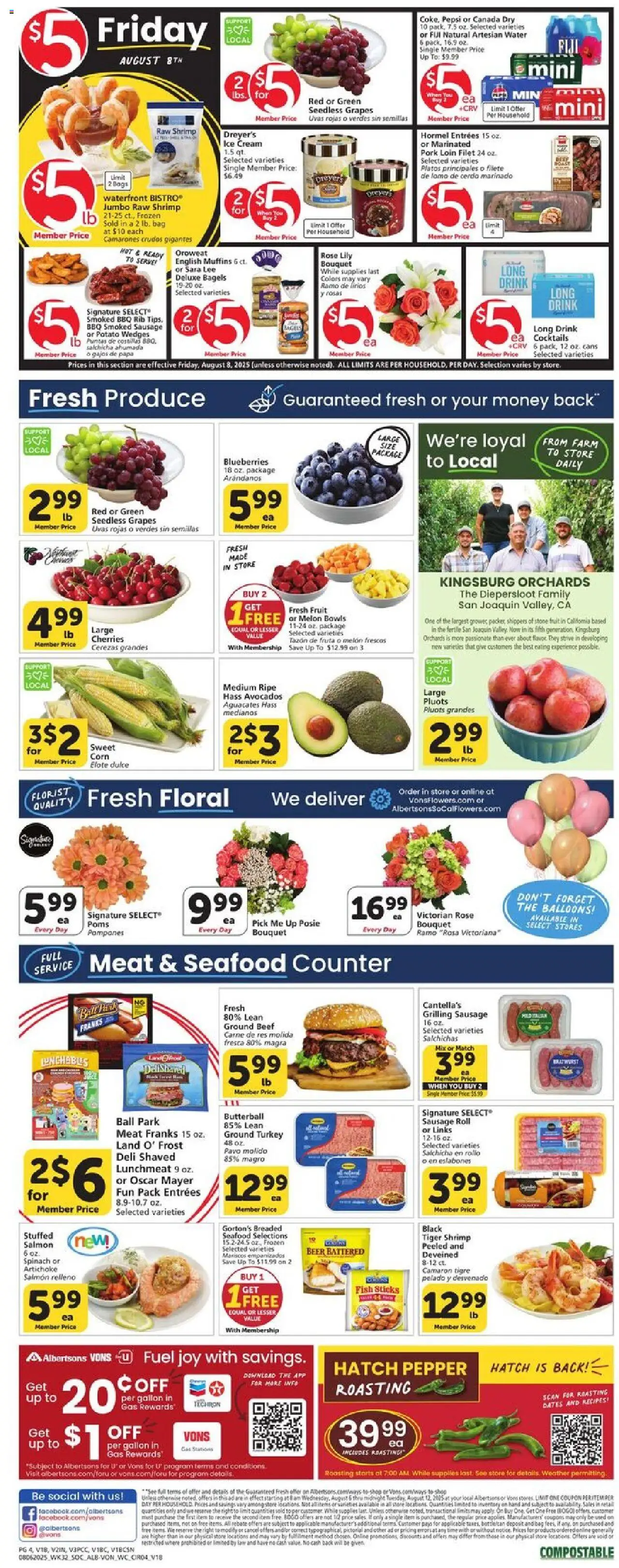 Vons Weekly Ad - valid from 06.08.2025 | Page: 3 | Products: Fish, Seafood, Melon, Bag