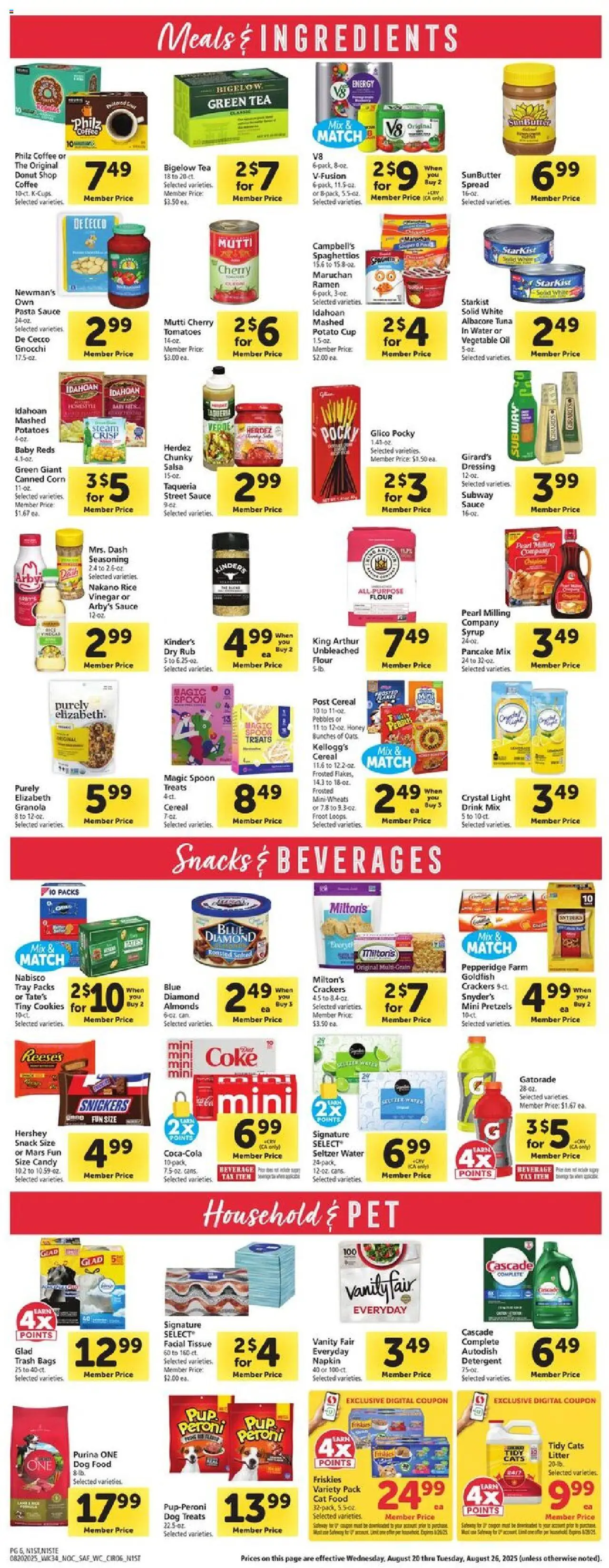 Safeway Weekly Ad - valid from 20.08.2025 | Page: 6 | Products: Corn, Wc, Dog Treats, Pasta