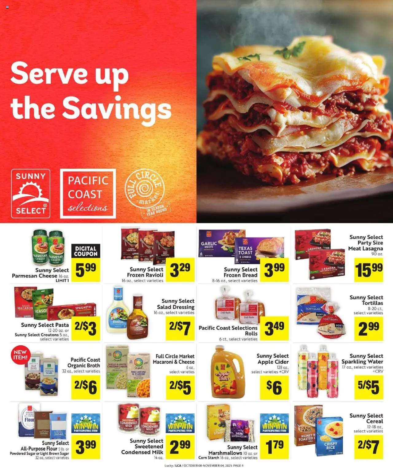 Lucky Supermarkets More Deals Across the Store - valid from 08.10.2025 | Page: 4 | Products: Cider, Cheese, Rice, Salad