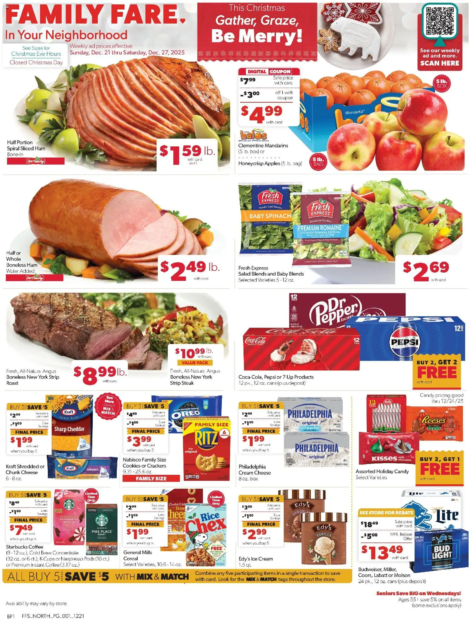 Family Fare Weekly Ad - MI - valid from 19.12.2025 | Page: 1 | Products: Spinach, Milk, Cookies, Salad