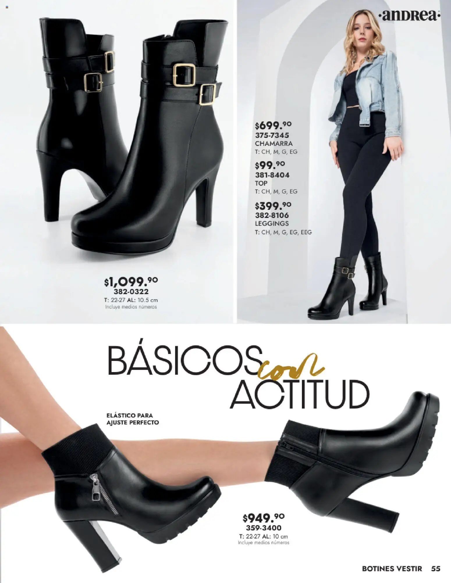 Nuevas ofertas de Andrea válidas en toda la República Mexicana desde el 24.08.2025. ¡Encuentra las mejores ofertas en Andrea - Catálogo Calzado Dama! | Página: 55 | Productos: Leggings, Chamarra, Botines