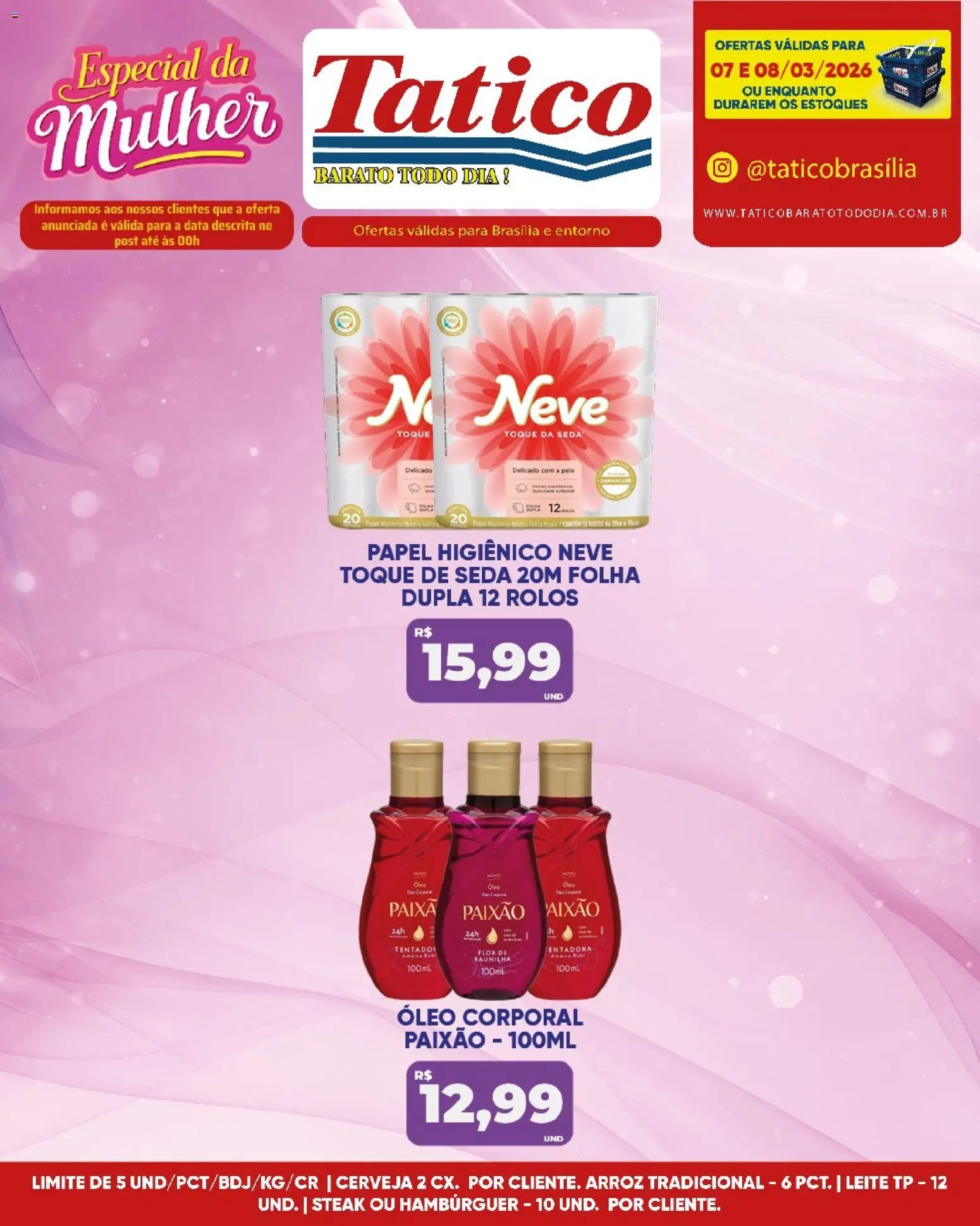 Tatico Folheto - válido de 09.03.2026 | Página: 33 | Produtos: Óleo, Arroz, Hambúrguer, Papel higiênico