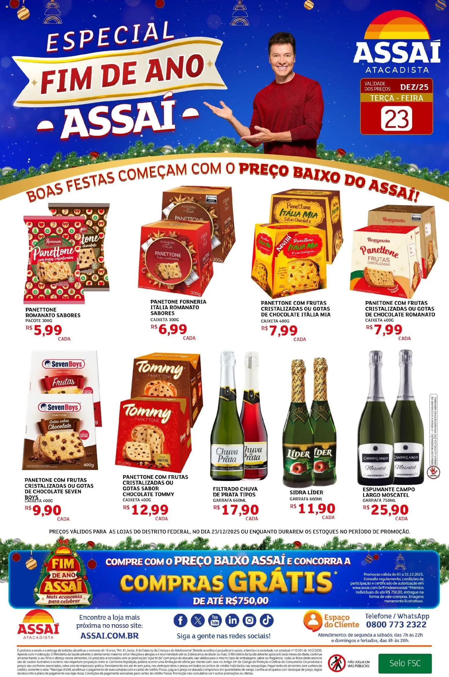 Assaí Atacadista Folheto - válido de 23.12.2025 | Página: 1 | Produtos: Panettone, Base, Bebida, Frutas cristalizadas