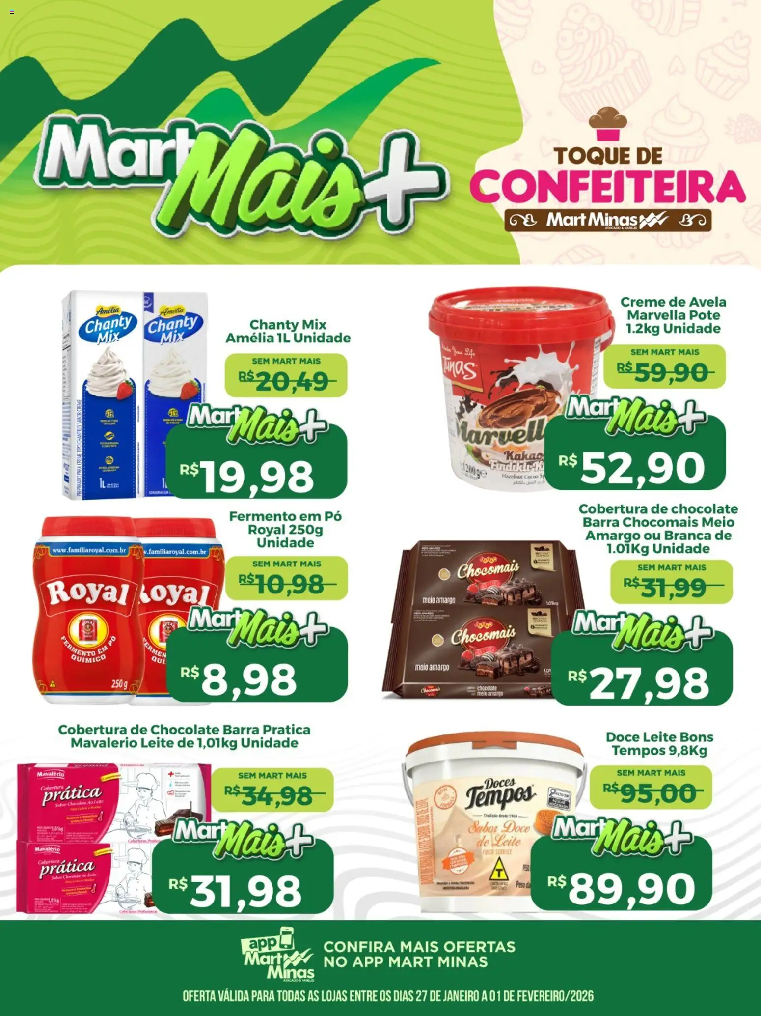 Mart Minas Folheto - válido de 27.01.2026 | Página: 1 | Produtos: Leite, Chocolate, Doces, Avelã