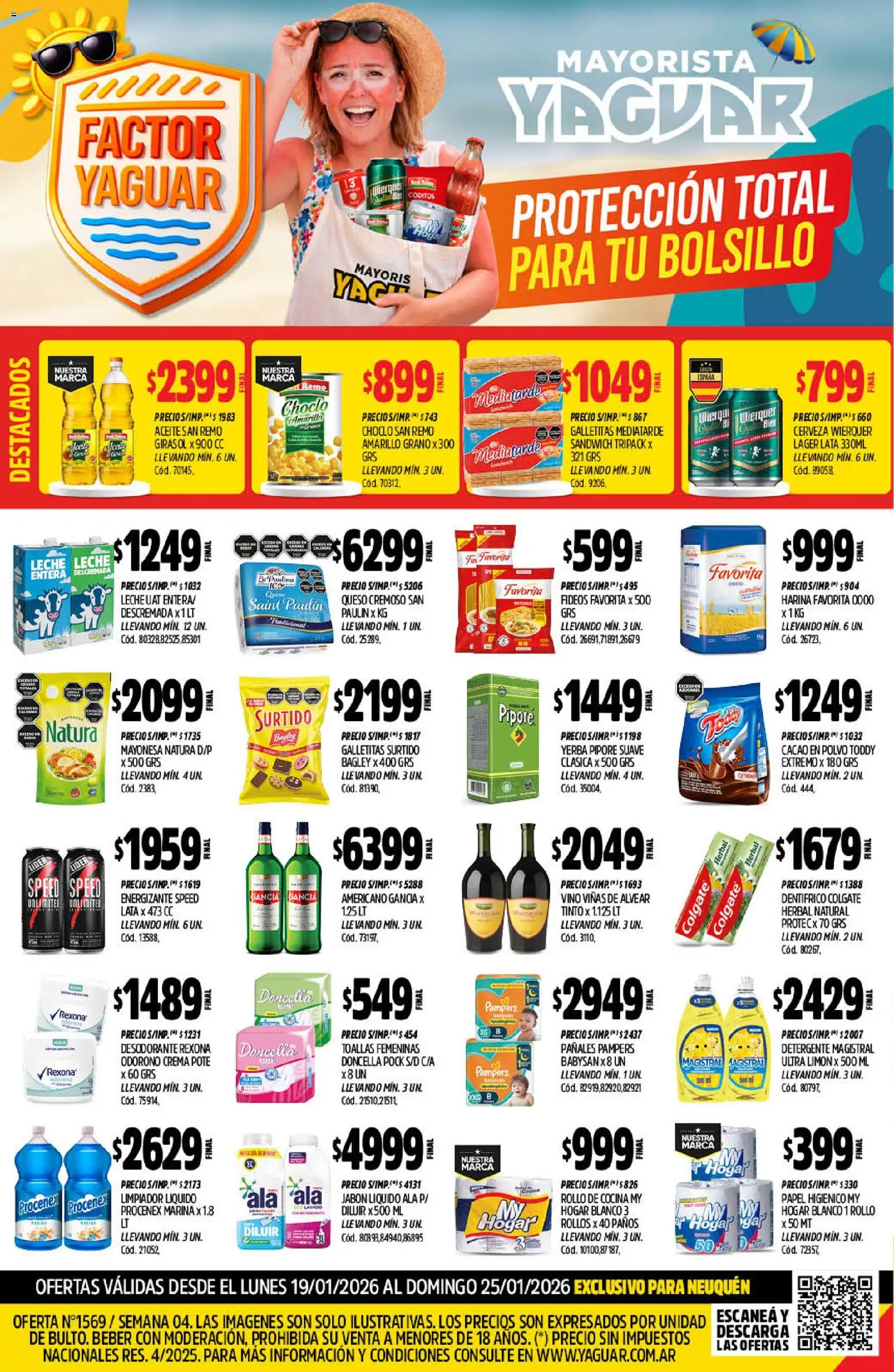 Yaguar - Oferta Semanal Neuquen │ válido desde el 19.01.2026 | Página: 1 | Productos: Choclo, Queso, Vino, Fideos