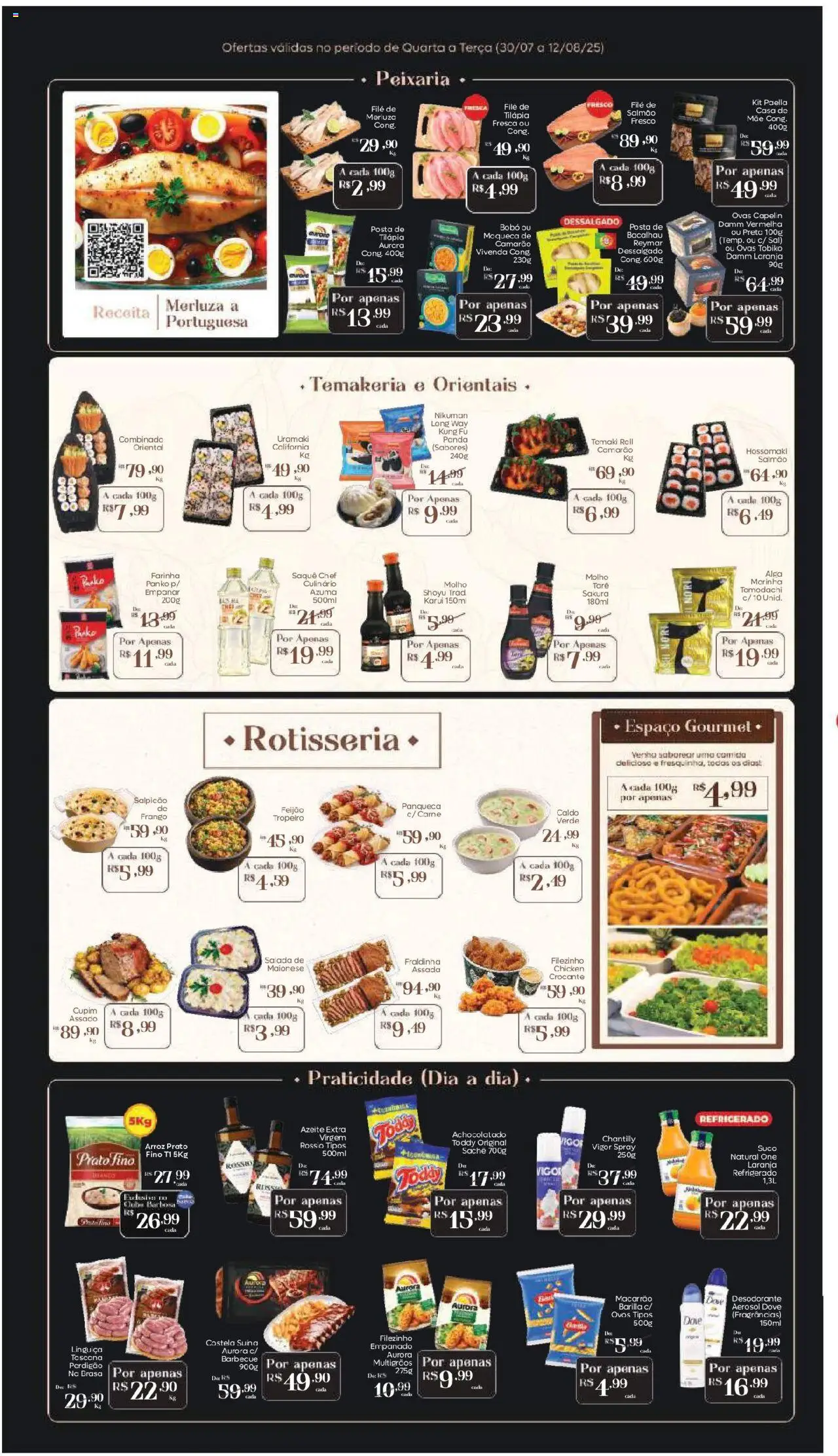 Barbosa Supermercados Folheto - válido de 30.07.2025 | Página: 3 | Produtos: Salmão, Desodorante, Fraldinha, Tilápia