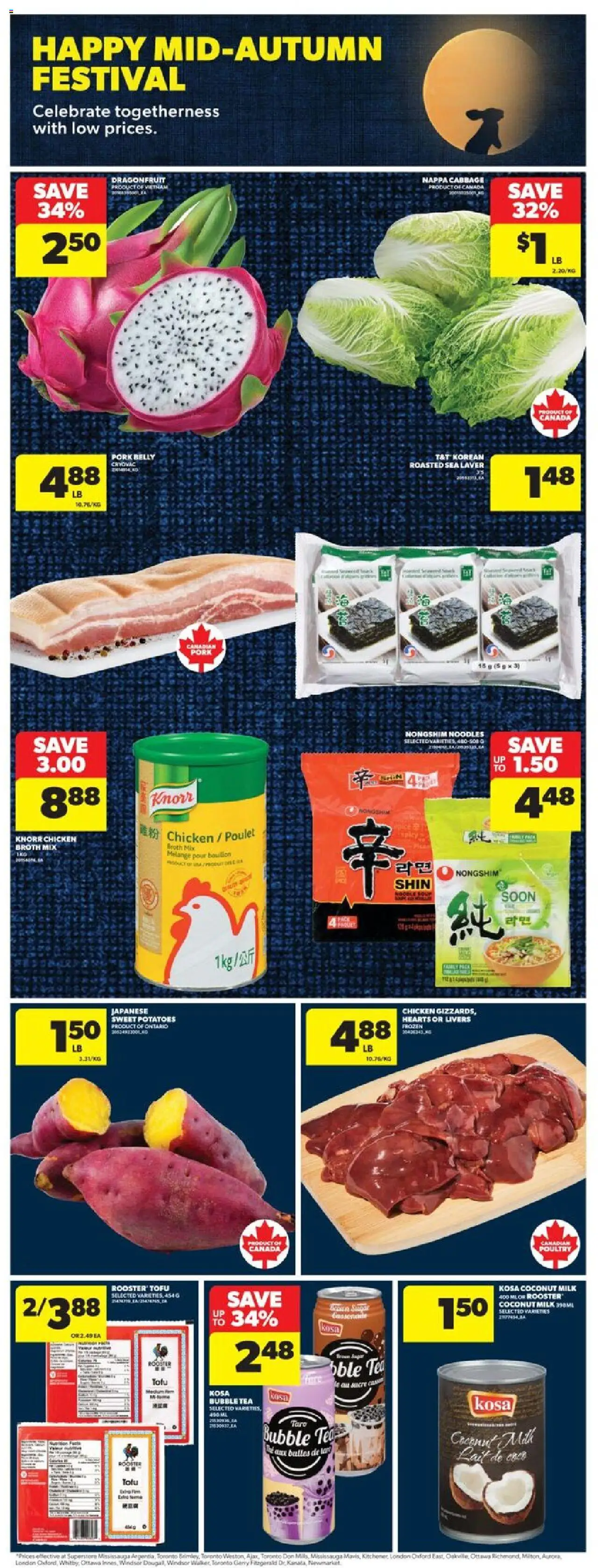 Real Canadian Superstore flyer valid from 02.10.2025 | Page: 20 | Products: Tea, Noodles, Chicken, Pork