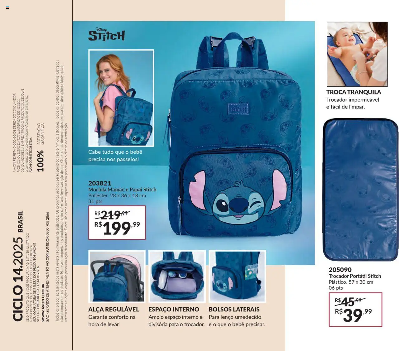 Avon Folheto - válido de 13.06.2025 | Página: 74 | Produtos: Revista, Lenço umedecido, Mochila, Body