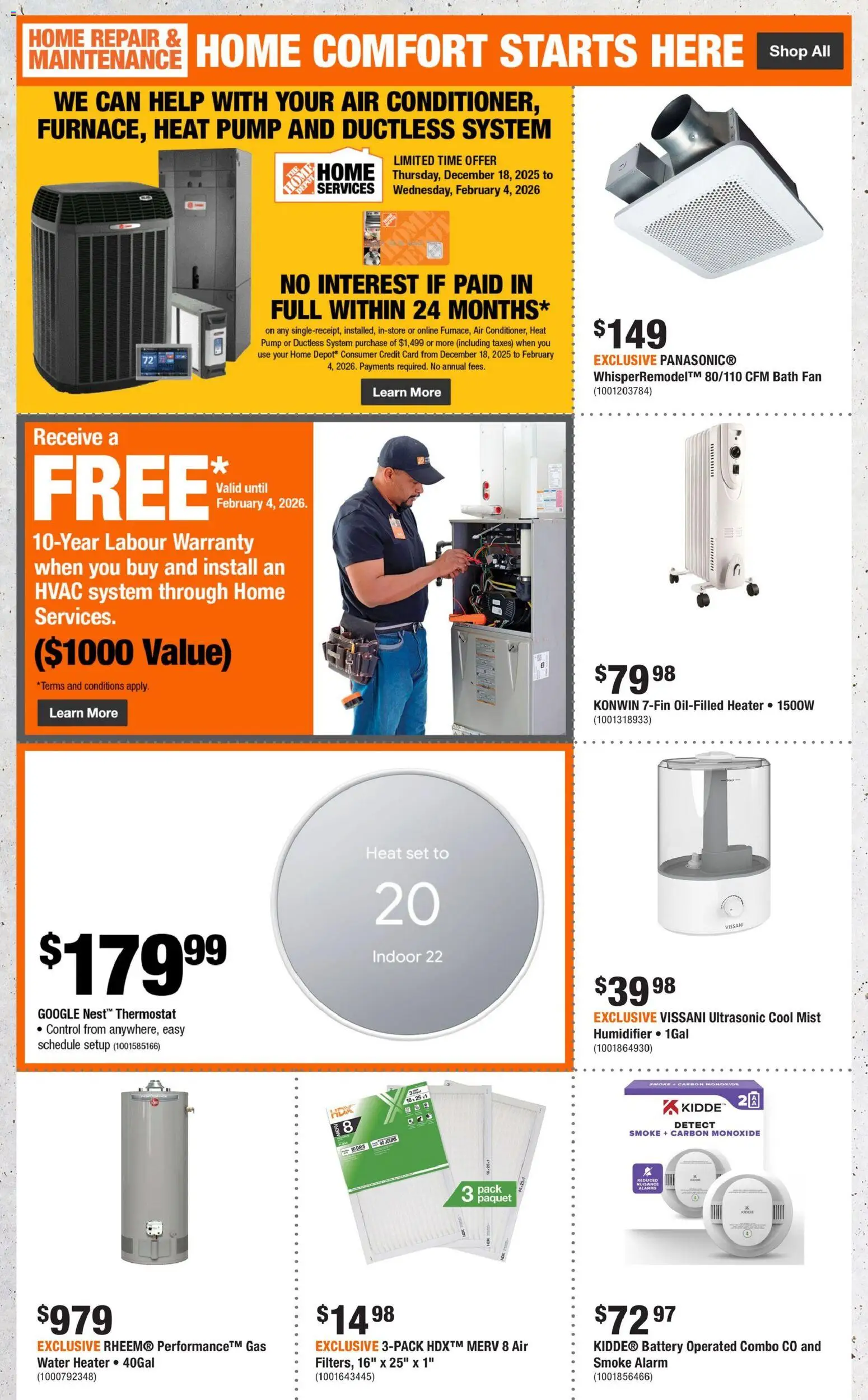 Home Depot flyer valid from 15.01.2026 | Page: 5 | Products: Fan, Battery, Bath