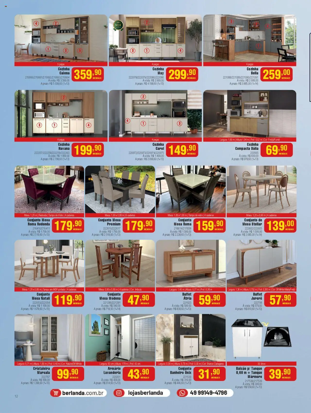 Berlanda Folheto - válido de 28.07.2025 | Página: 12 | Produtos: Cristaleira, Mesa, Tanque, Armário