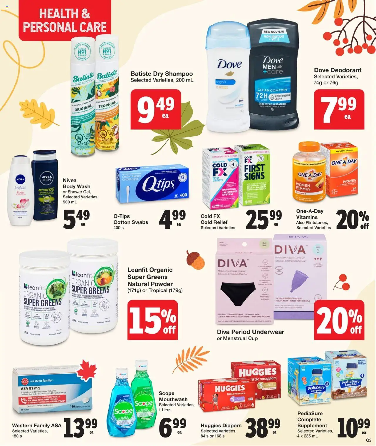 Quality Foods flyer valid from 09.10.2025 | Page: 13 | Products: Cream, Shampoo, Body wash, Underwear