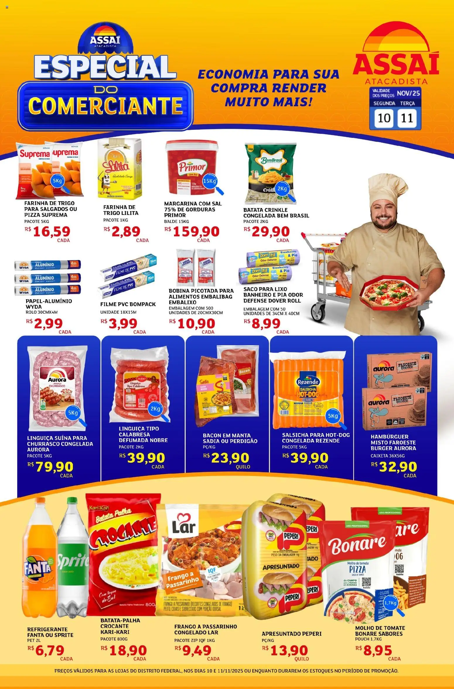 Assaí Atacadista Folheto - válido de 10.11.2025 | Página: 1 | Produtos: filme de PVC, Hambúrguer, Refrigerante, Batata
