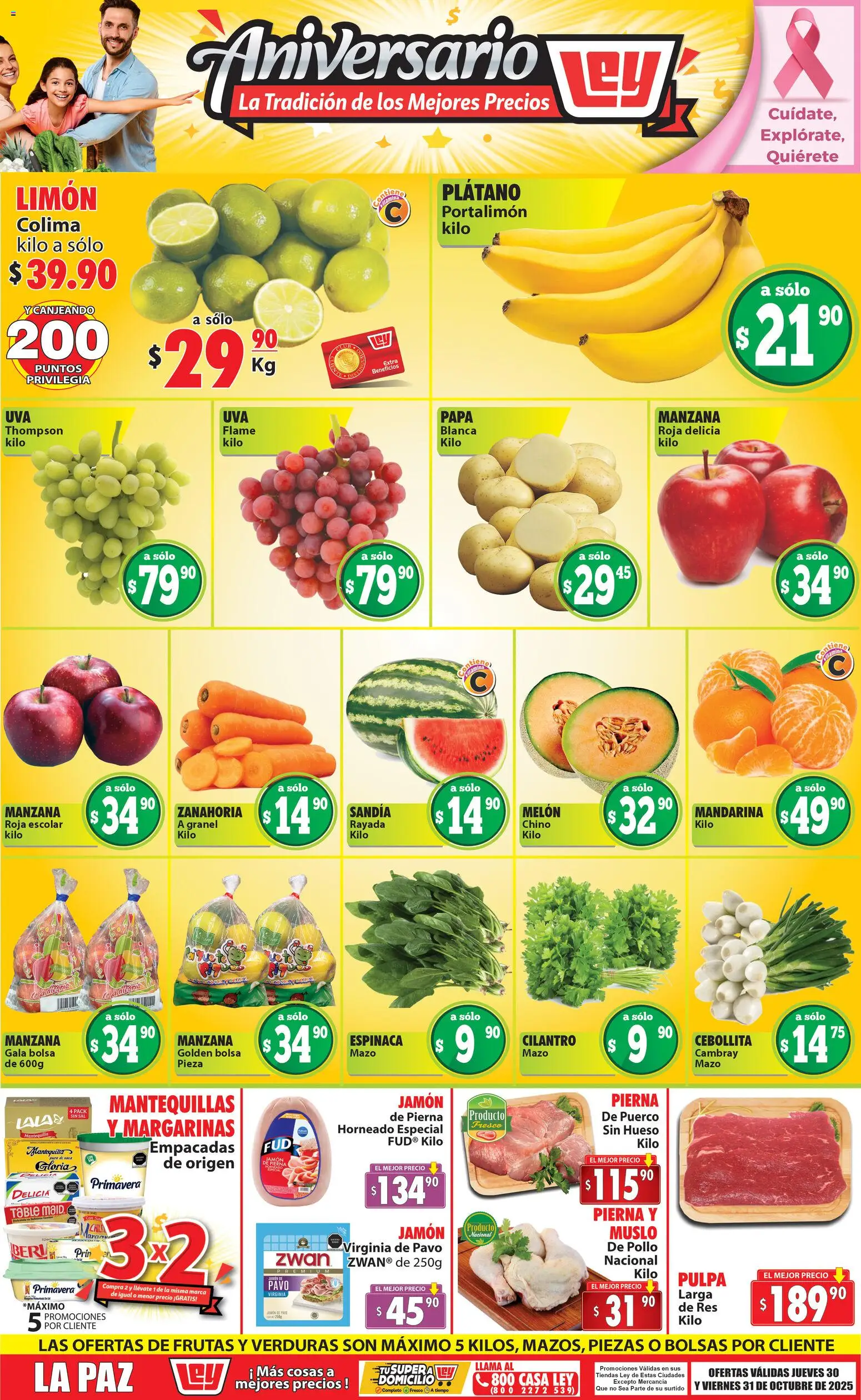Nuevas ofertas de Casa Ley válidas en toda la República Mexicana desde el 30.10.2025. ¡Encuentra las mejores ofertas en Casa Ley folleto Las ofertas de frutas y verduras! | Página: 1 | Productos: Sandía, Bolsa, Res, Té