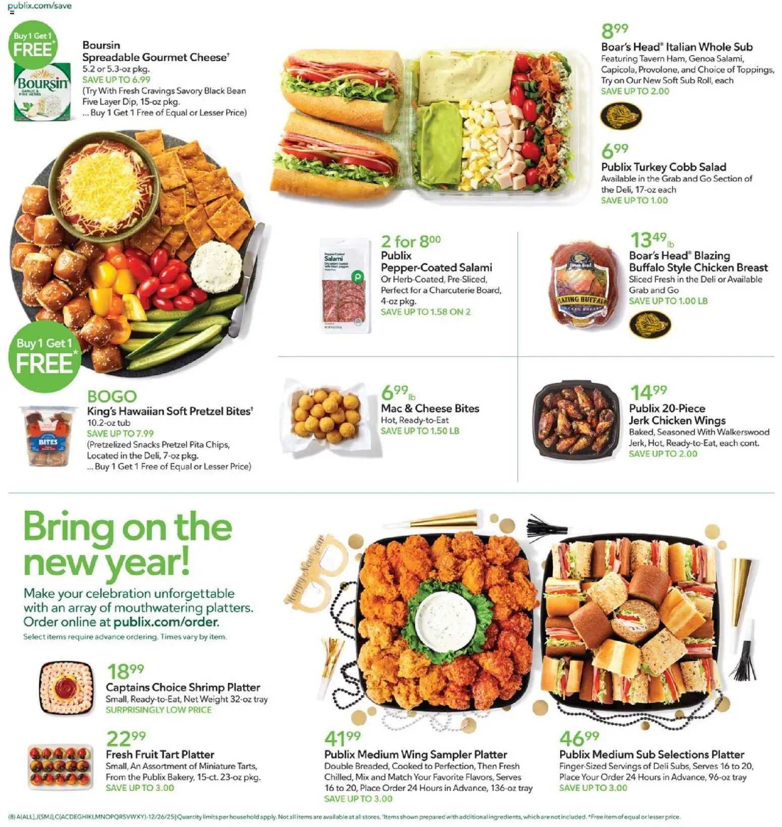 Publix Weekly Ad - valid from 26.12.2025 | Page: 8 | Products: Cheese, Salami, Salad, Weight
