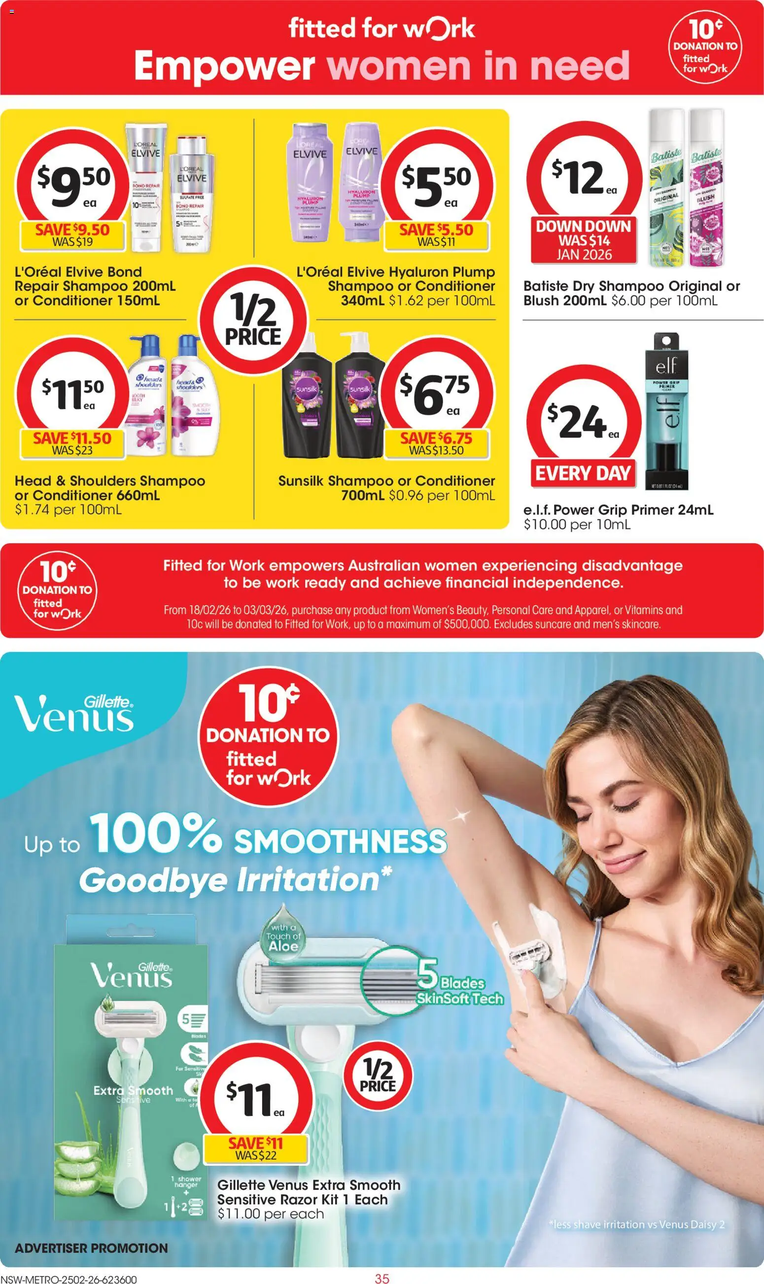 Coles catalogue - valid from 25.02.2026 | Page: 35 | Products: Shower, Blush, Shampoo, Razor