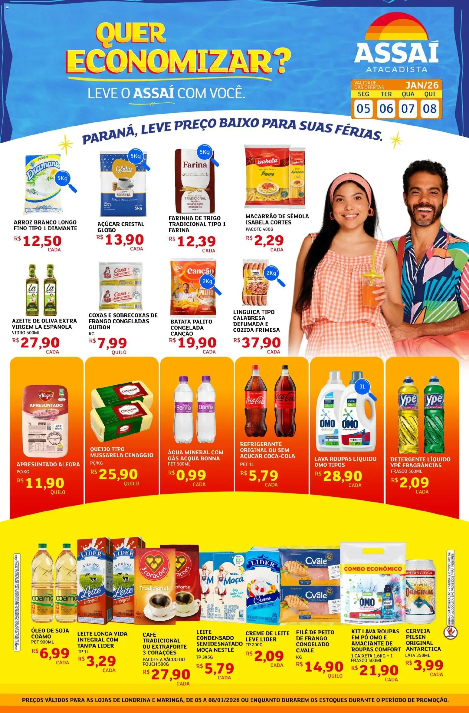 Assaí Atacadista Folheto - válido de 05.01.2026 | Página: 1 | Produtos: Pera, Baixo, Açúcar, Amaciante