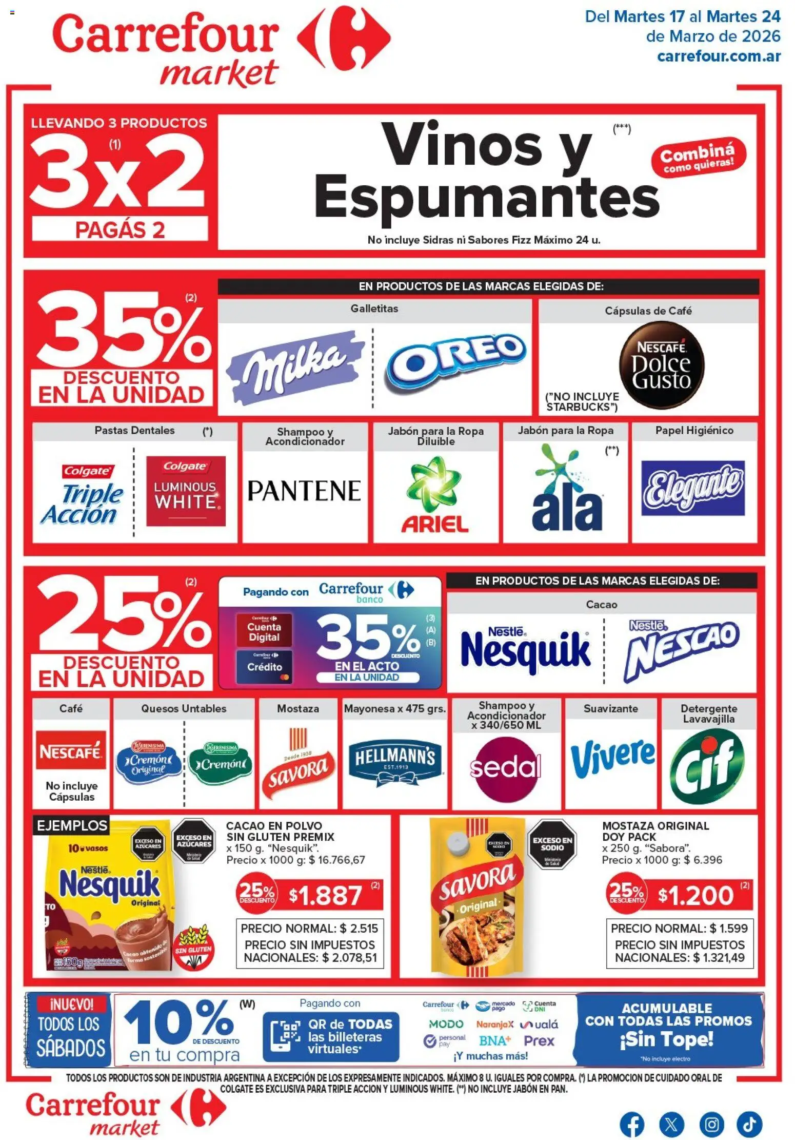 Carrefour Market - Market Paraná  │ válido desde el 17.03.2026 | Página: 1 | Productos: Galletitas, Ropa, Vasos, Suavizante