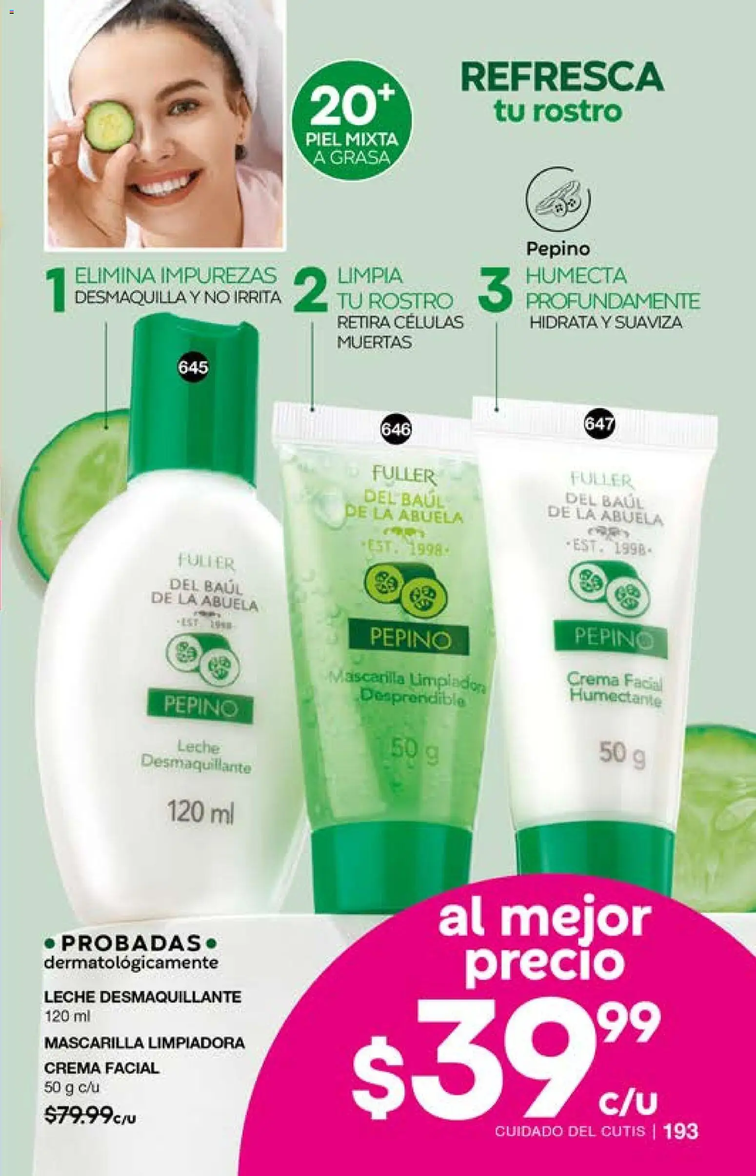 Nuevas ofertas de Fuller válidas en toda la República Mexicana desde el 29.04.2026. ¡Encuentra las mejores ofertas en Fuller campaña 2 2026! | Página: 193 | Productos: Leche desmaquillante, Desmaquillante, Leche, Mascarilla